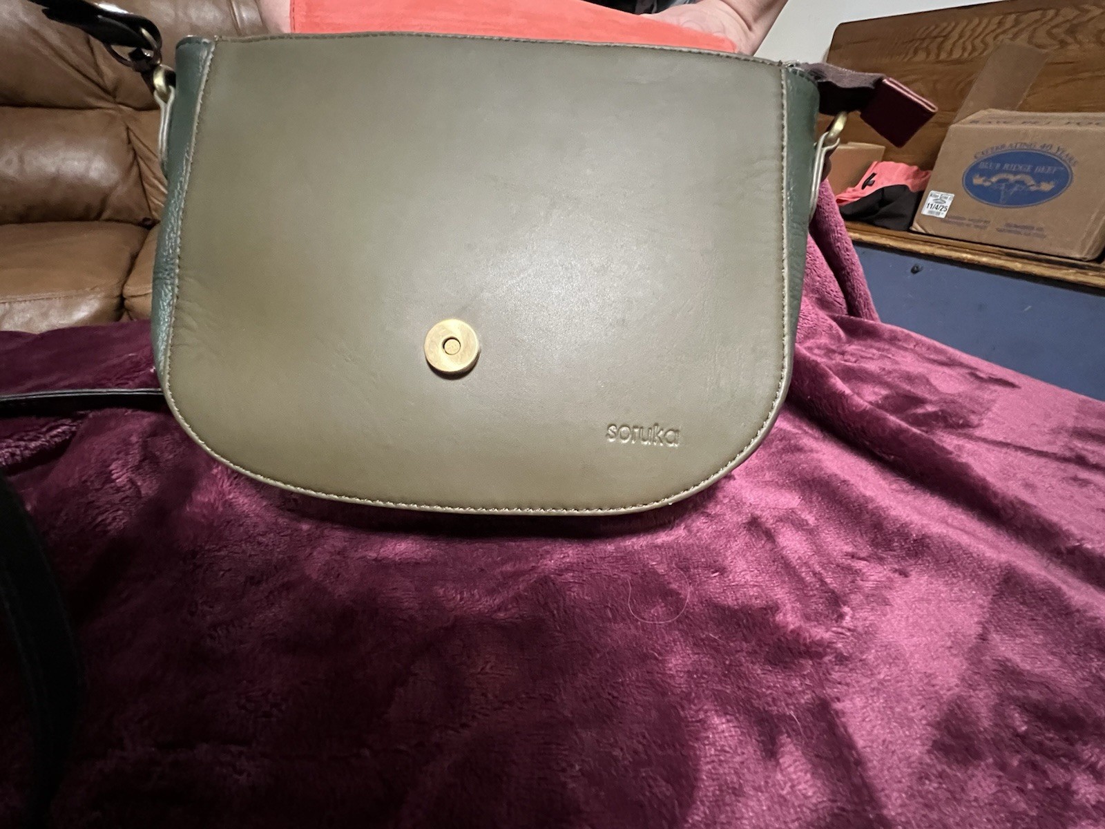 Soruka Leather Bag Crossbody Saddlebag Purse Multicolor Recycled Leather EC