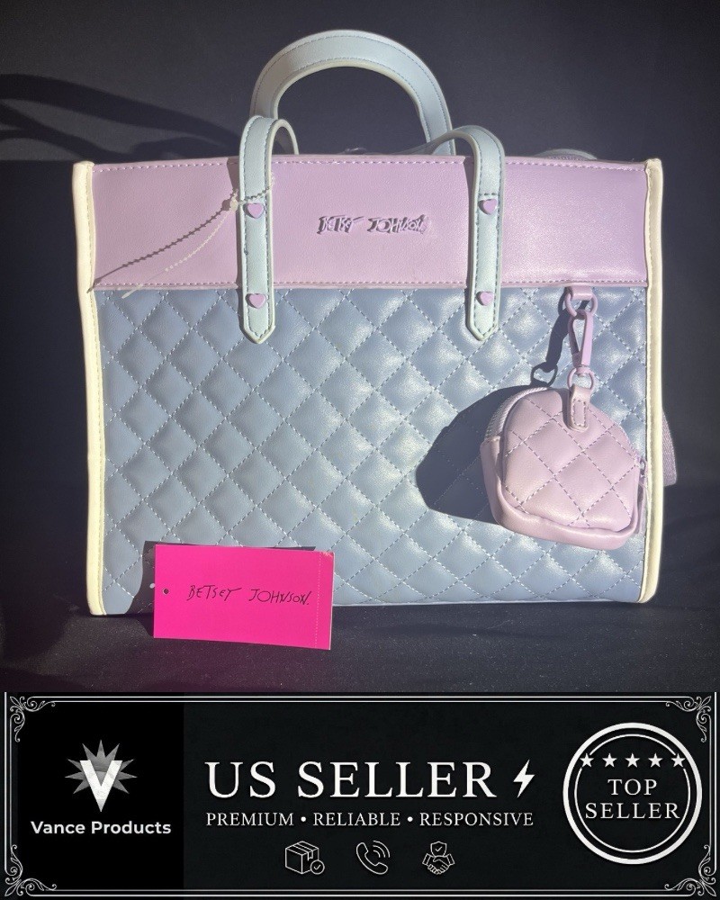NWT Betsy Johnson XOBecca Tote Crossbody Blue Purple White HTF