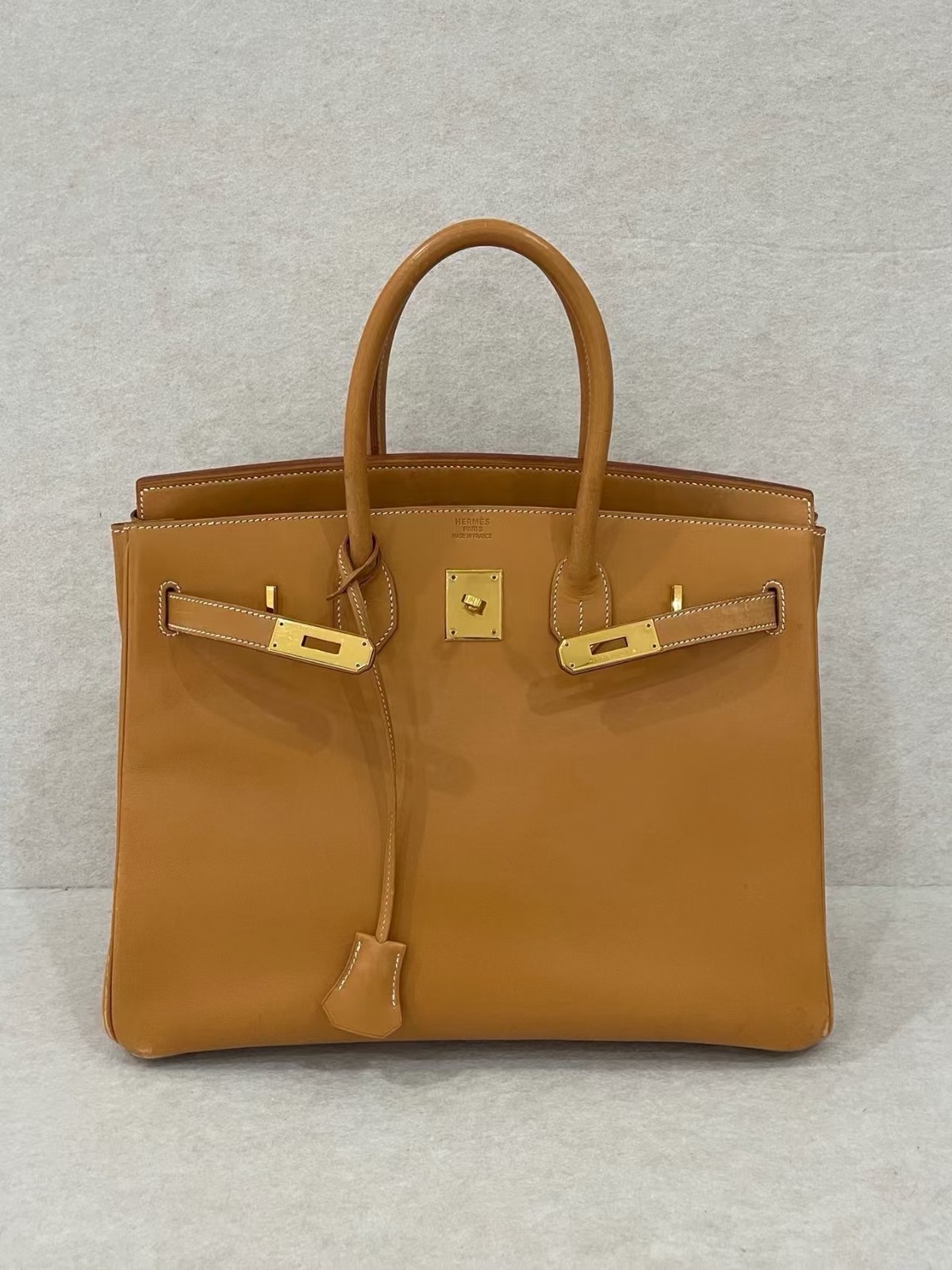 Hermes Birkin 35 Naturel 60 Barenia Saddle Leather Steel Hardware Rare Bag