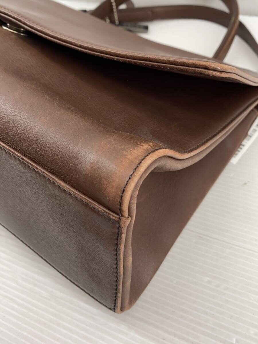 COACH Brown Leather Vintage Handbag Double Handle 1037 9185 Women 27.5cm