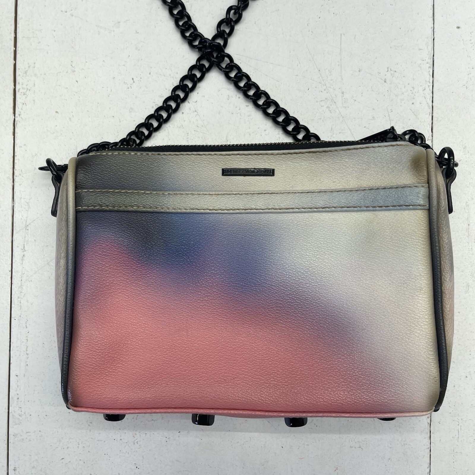 Rebecca Minkoff Mini Mac Pink Blue Graffiti Chain Crossbody Purse