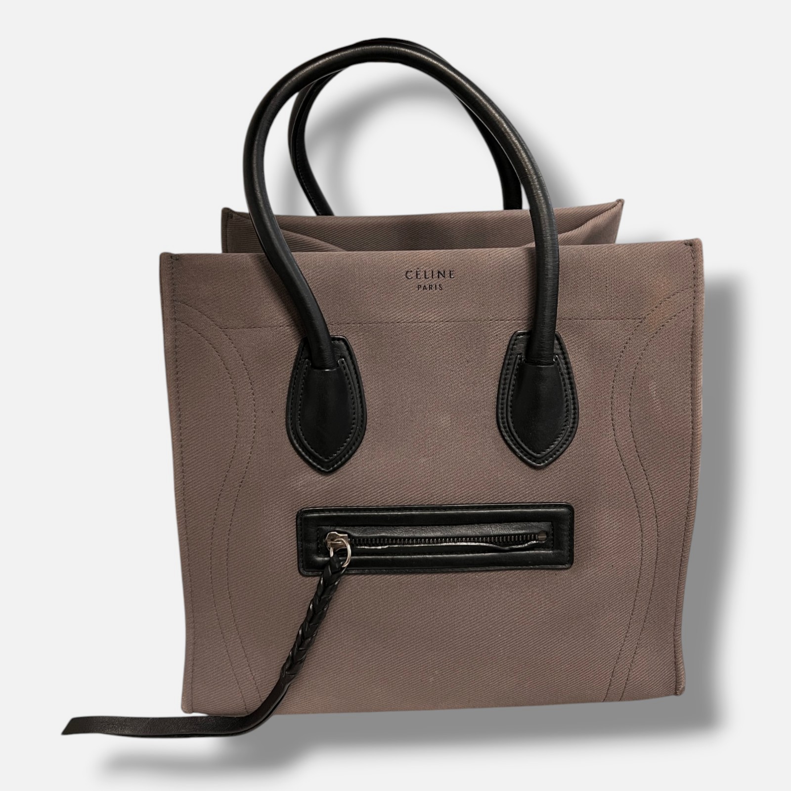 Celine Women’s Gray Canvas Leather Luggage Phantom Tote Bag
