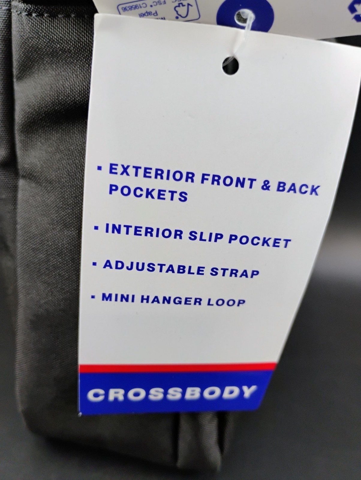Champion Logo Black Crossbody Bag Adjustable Strap Compact Design