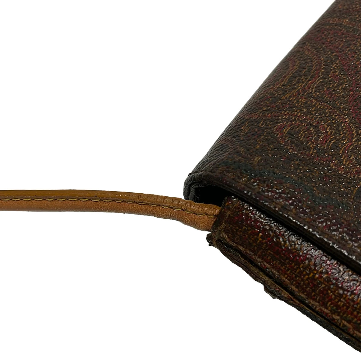 ETRO Dark Brown Dark Green Bordeaux Brown PVC Leather Shoulder Bag