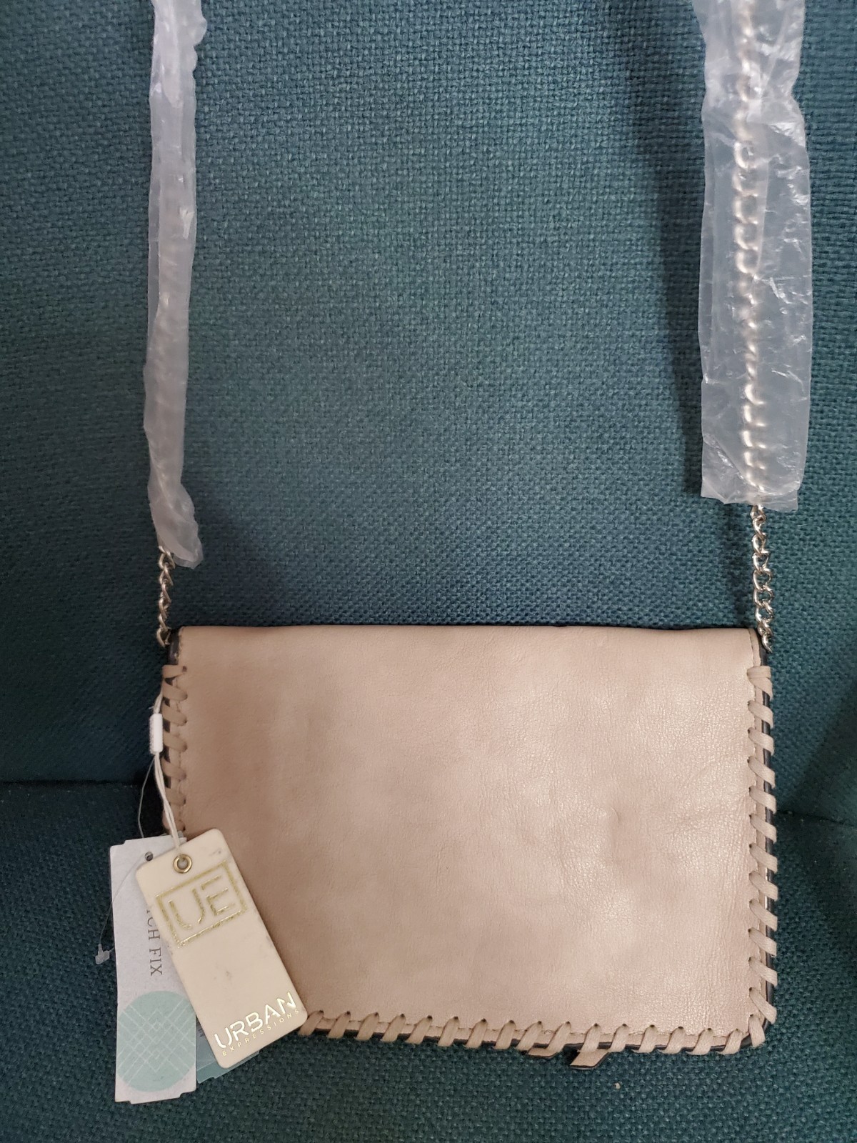 Urban Expression Maison Whipstitch Trim Crossbody Bag Taupe New NWT