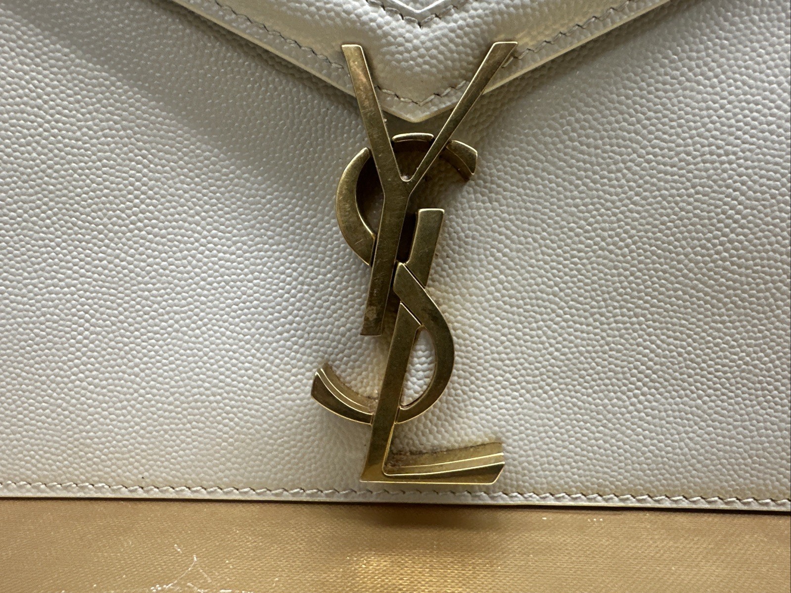 Saint Laurent Cassandra Chain Shoulder Bag Leather White