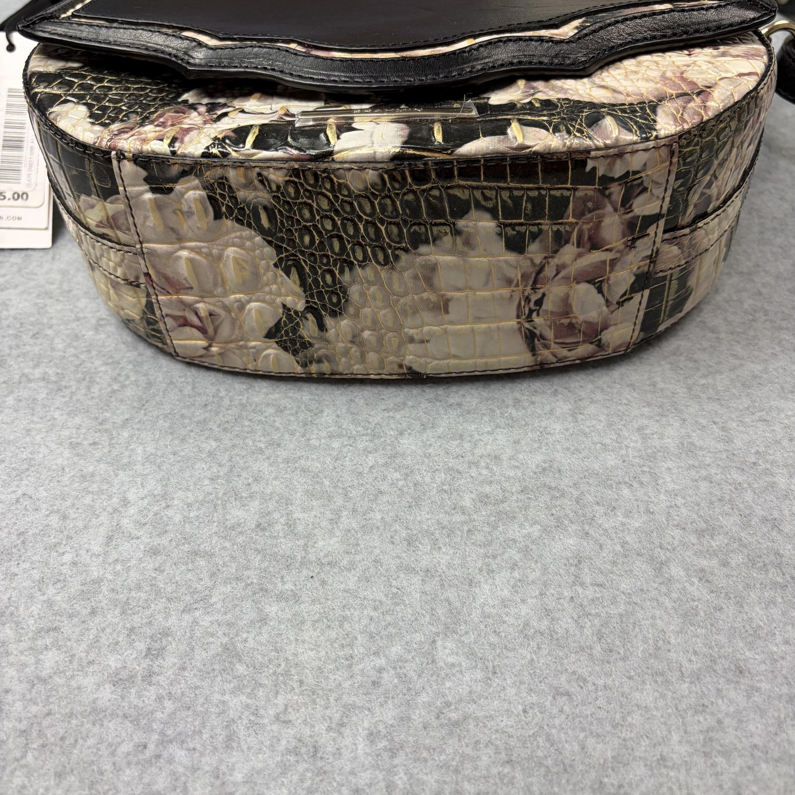 Brahmin Crossbody Bag Womens Medium Black Eden Garland Floral Embossed Leather