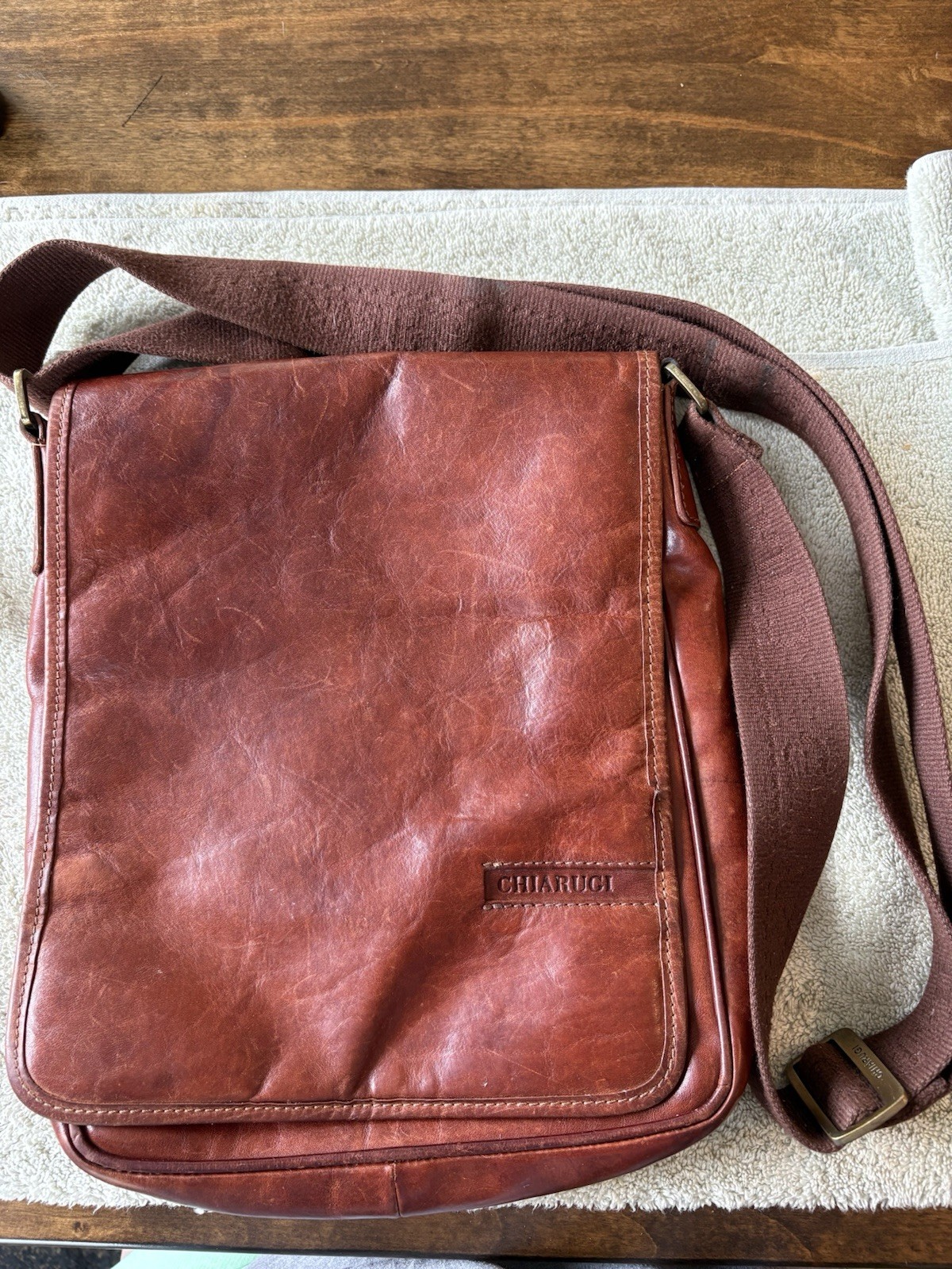 Chiarugi Brown Italian Leather Messenger Bag