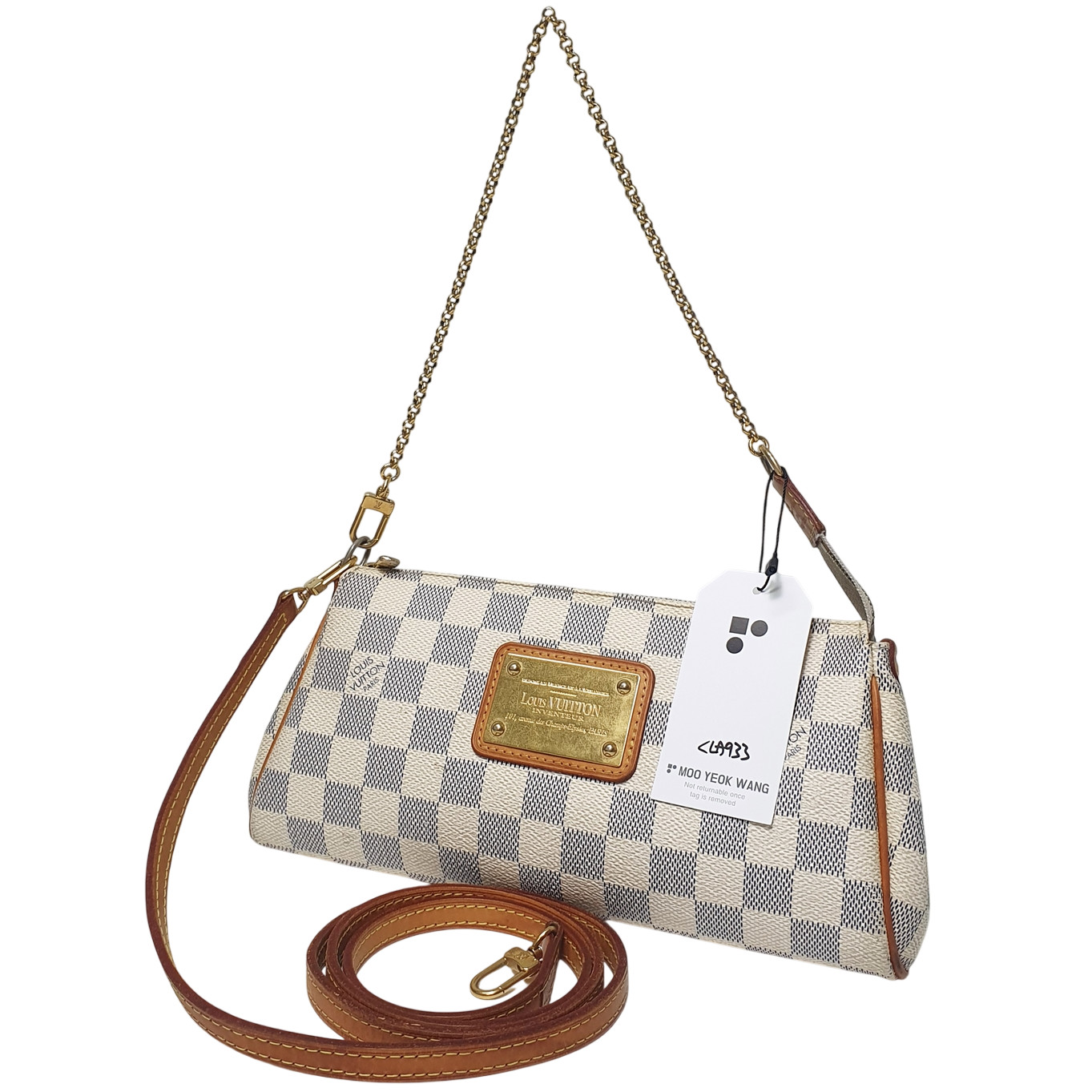 TARIFF FREE Authentic Louis Vuitton Eva Clutch Damier Azur N55214 Genuine CLA933