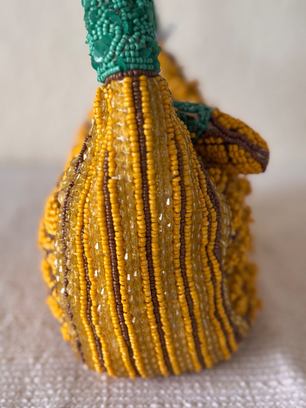 Handmade Beaded Pineapple Shoulder Bag Tropical Handcrafted India New Tags