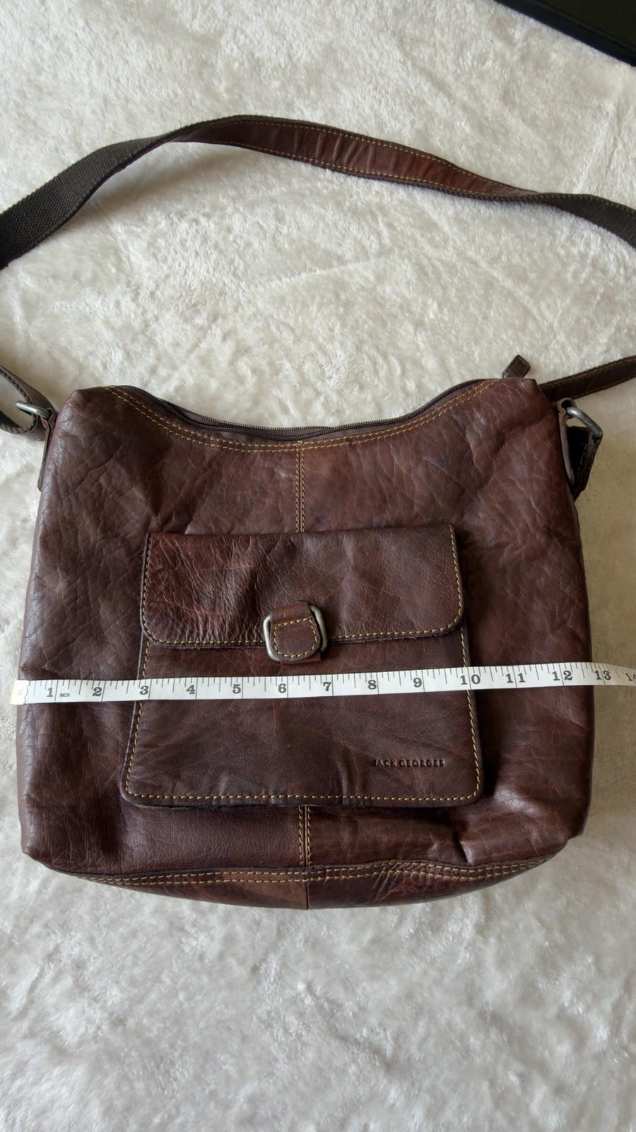 Jack Georges Brown Messenger Bag | Zip & Buckle | 100% leather