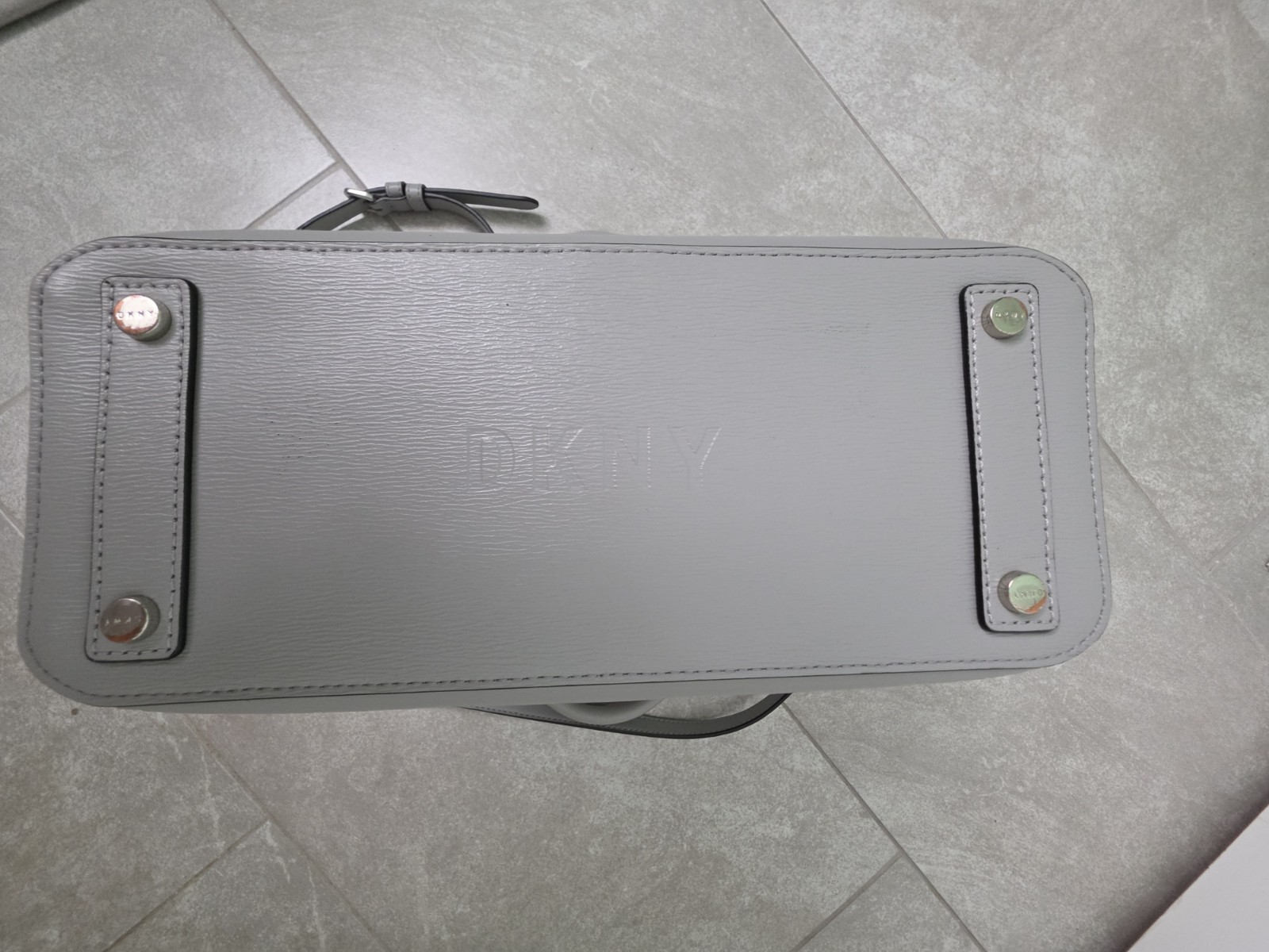 DKNY Gray Satchel Top Handle Zip w/ Adjustable Detachable Strap Charm Silver HW