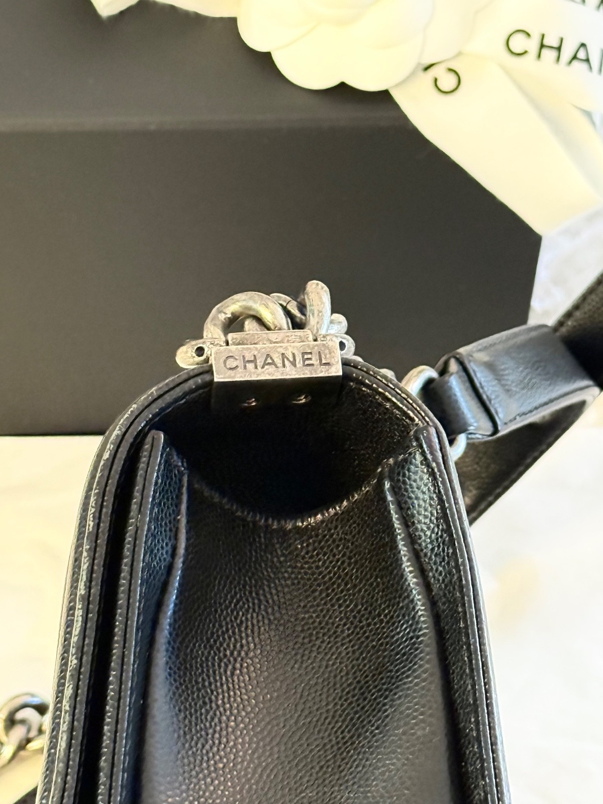 CHANEL Small Le Boy Caviar Quilted Leather Flap Bag Black 2018-2019 Karl