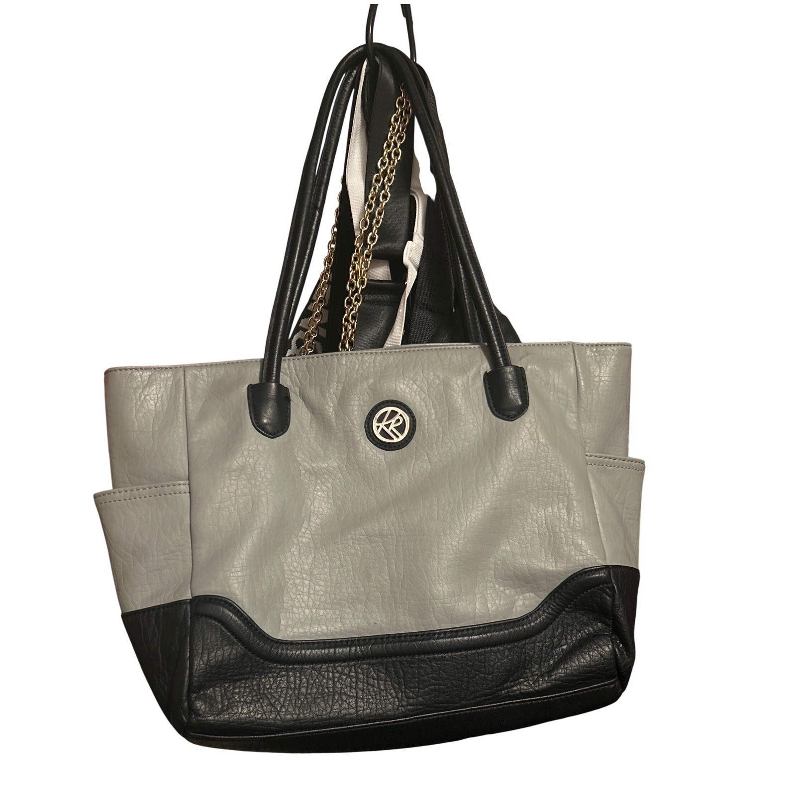 Y2K Kathy Van Zeeland Color Block Faux Leather Tote Shoulder Bag