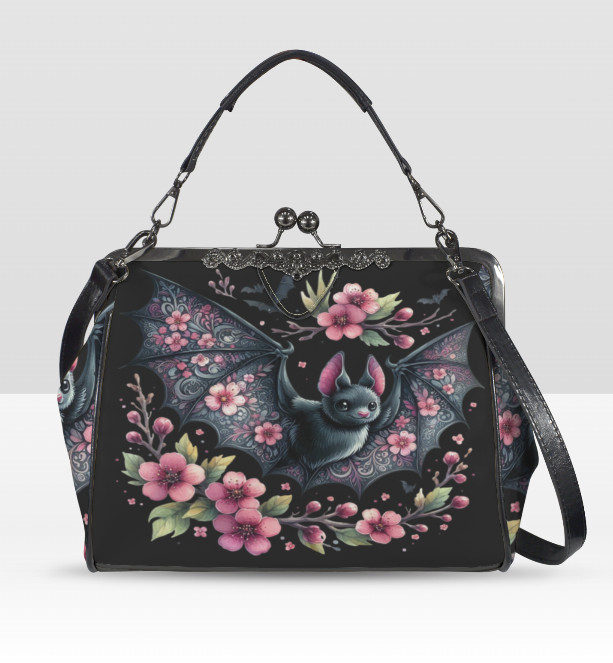 Victorian Gothic Floral Bat Spring Mother’s Day Shoulder Cross Body Bag Satchel