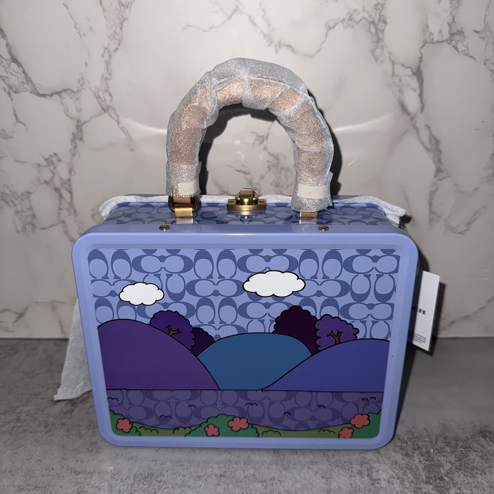 Coach x Brain Dead Lucid Dream Journey Logo Tin Lunchbox Satchel Blue