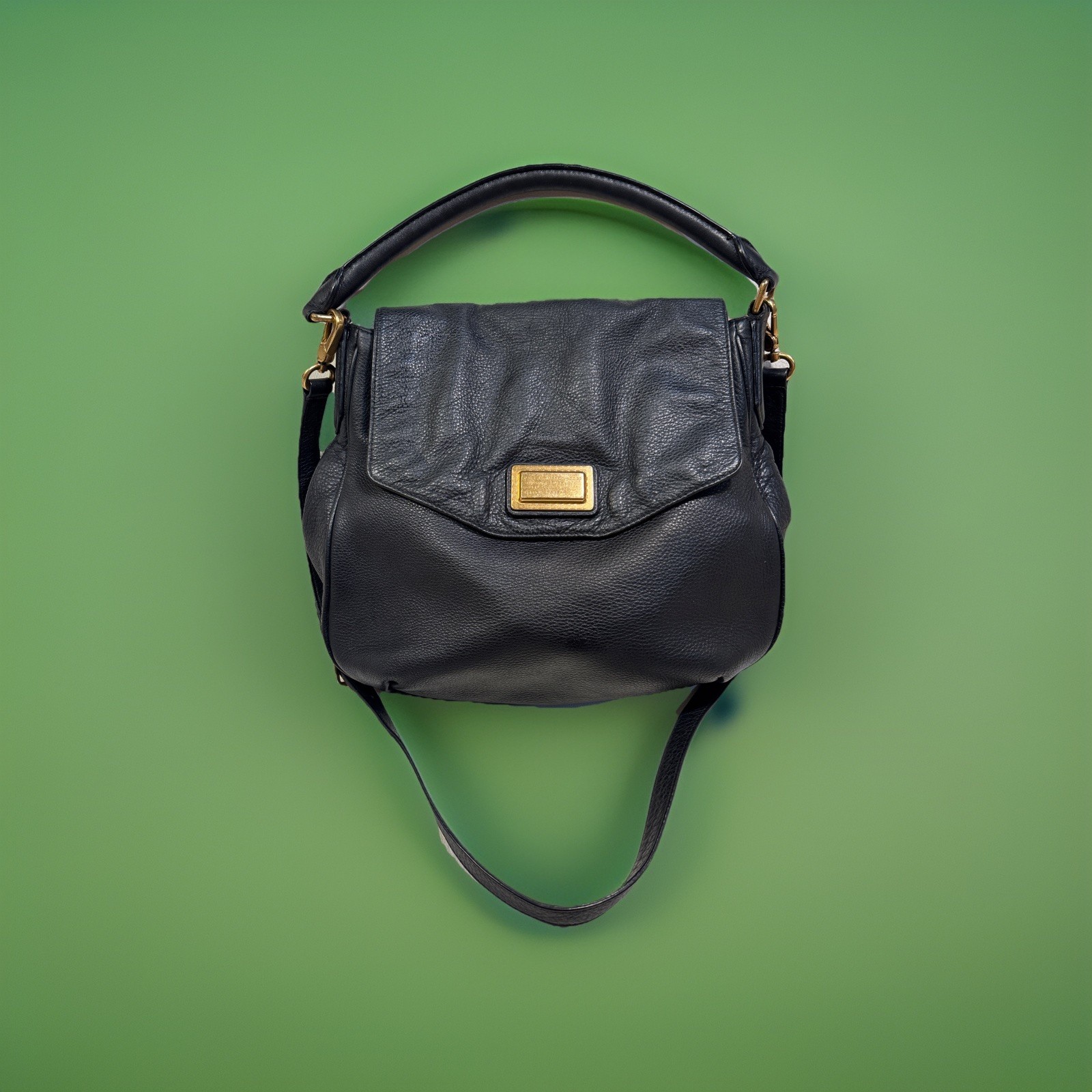 Marc Jacobs Classic Q Ukita Black Leather 2way Shoulder Bag Handbag Y2K