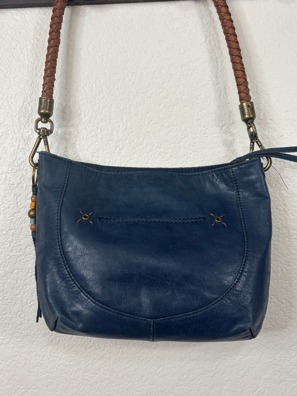 The SAK Indio Indigo Leather Navy Hobo Shoulder Bag with Braided Handle