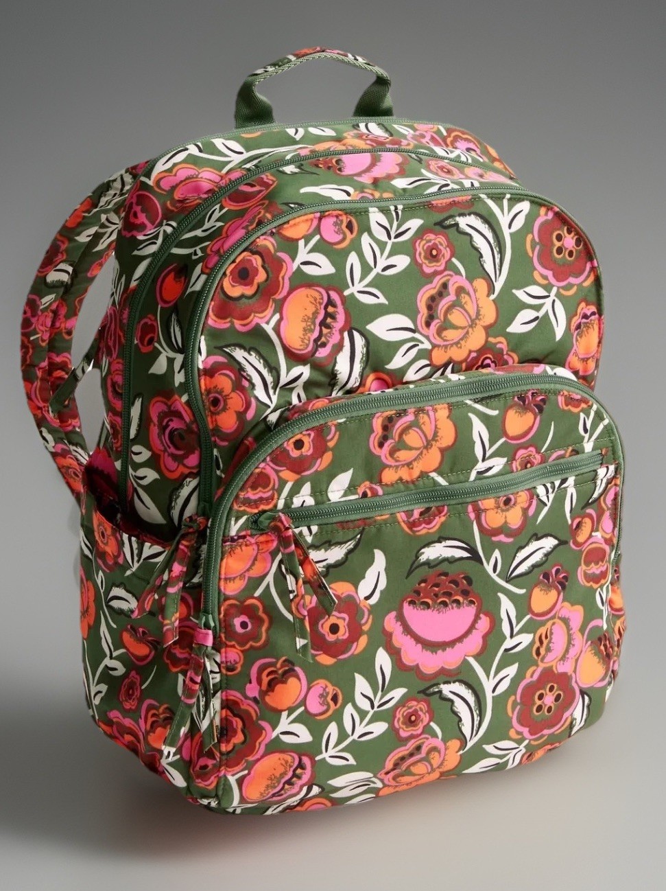 new Vera Bradley Large Bancroft Backpack in Nylon Bubbly Flowers Green $175