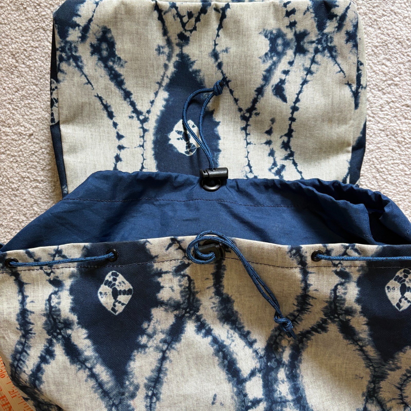 Burton Tinder Backpack Navy Tan Tie Dye Indigo Batik Rucksack Boho Laptop