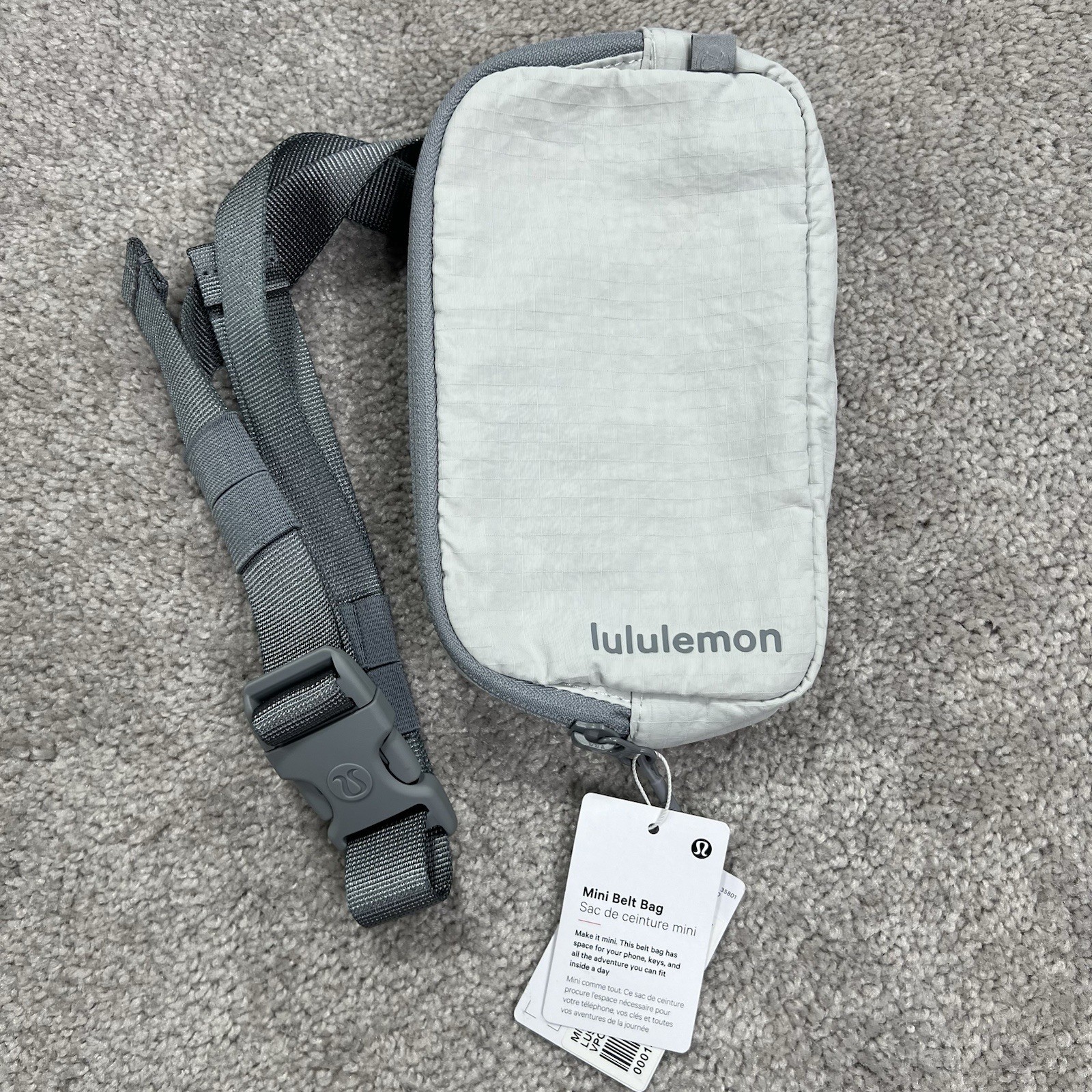 Lululemon Everywhere Mini Belt Bag Gray Ripstop Adjustable LU9BJ9S New NWT