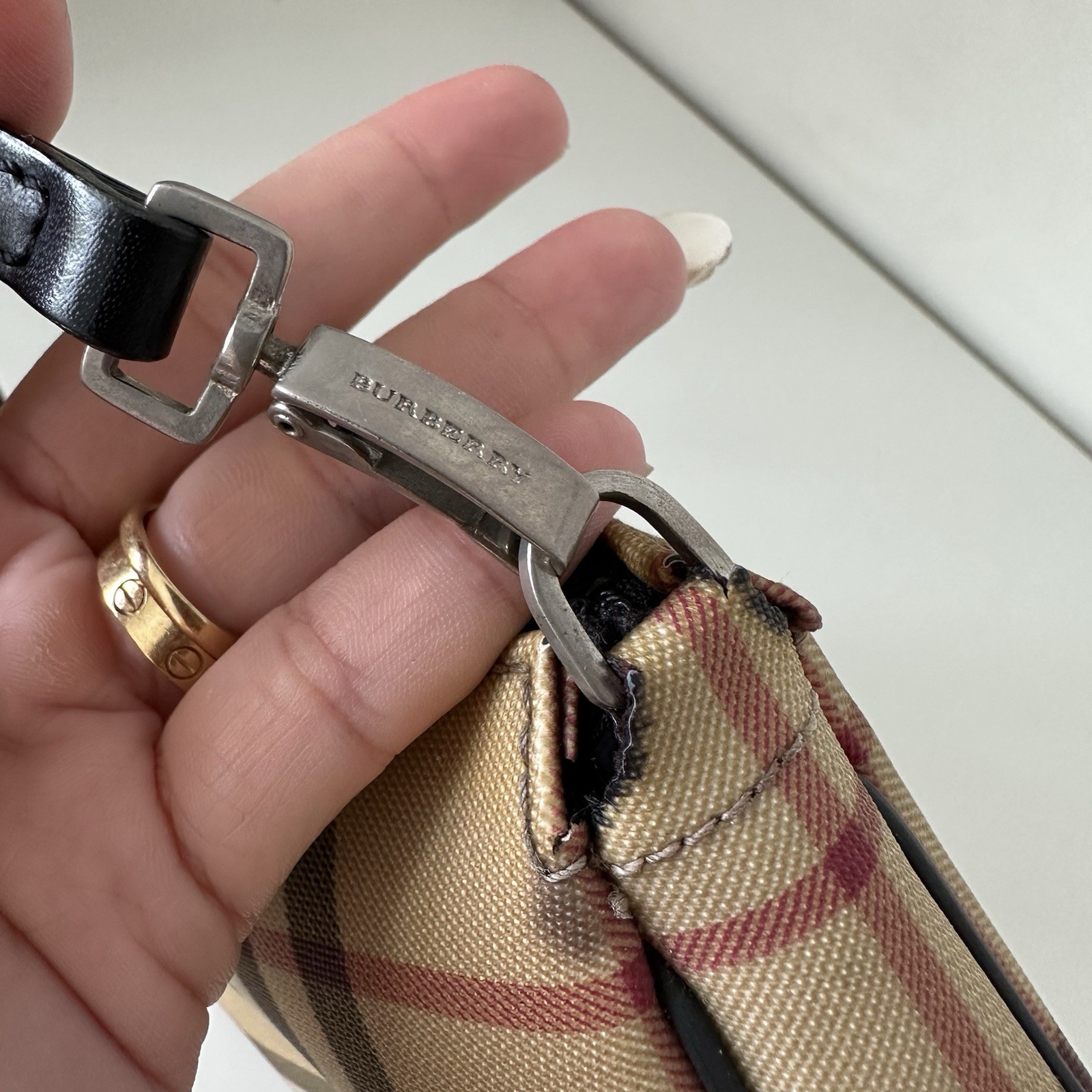 VINTAGE Burberry Bag Beige Nova Check Handbag Y2k 90s Pouchette Pochette RARE