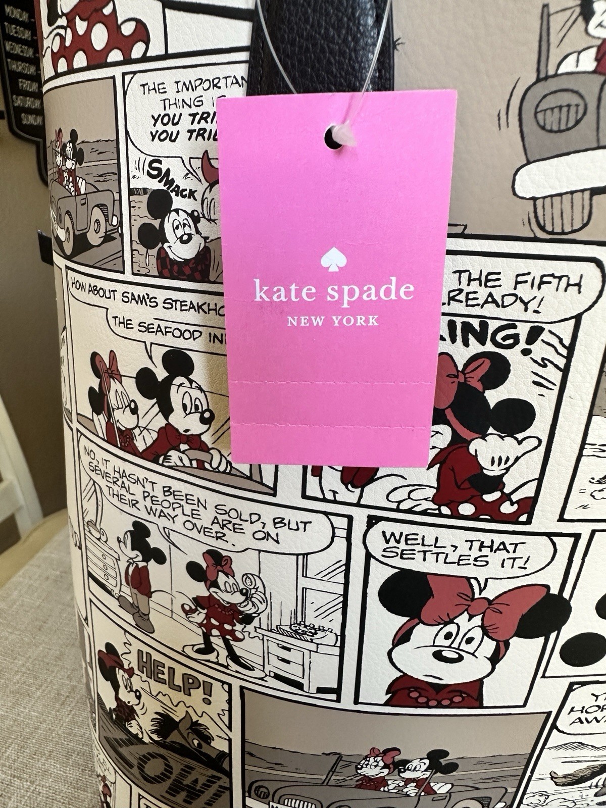 Disney x Kate Spade reversible Mickey Minnie Comic Tote w/ Pouch