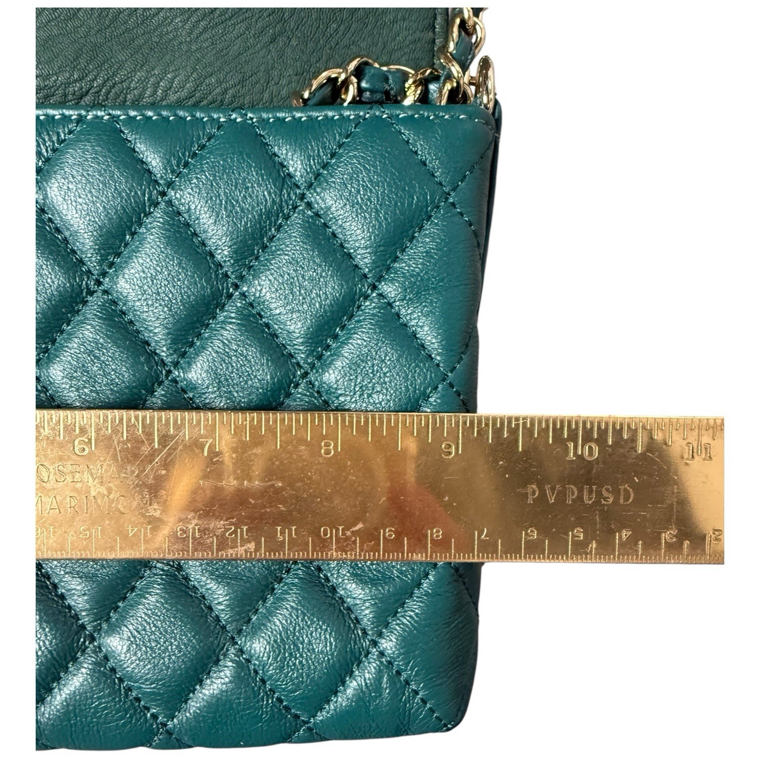 Lee Geon Maan Green Quilted Leather Shoulder Bag Clutch Purse Korean Designer
