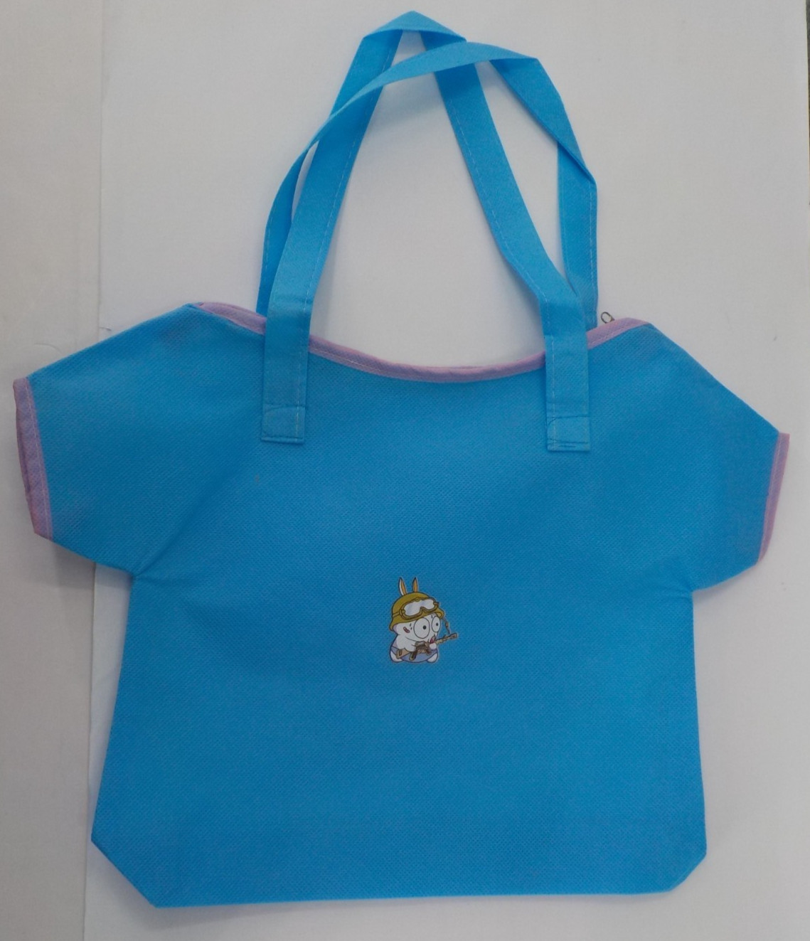 MASHIMARO ZIPPERED FABRIC TOTE BAG BLUE SHIRT SHAPE SOLDIER SILK SCREEN ICON