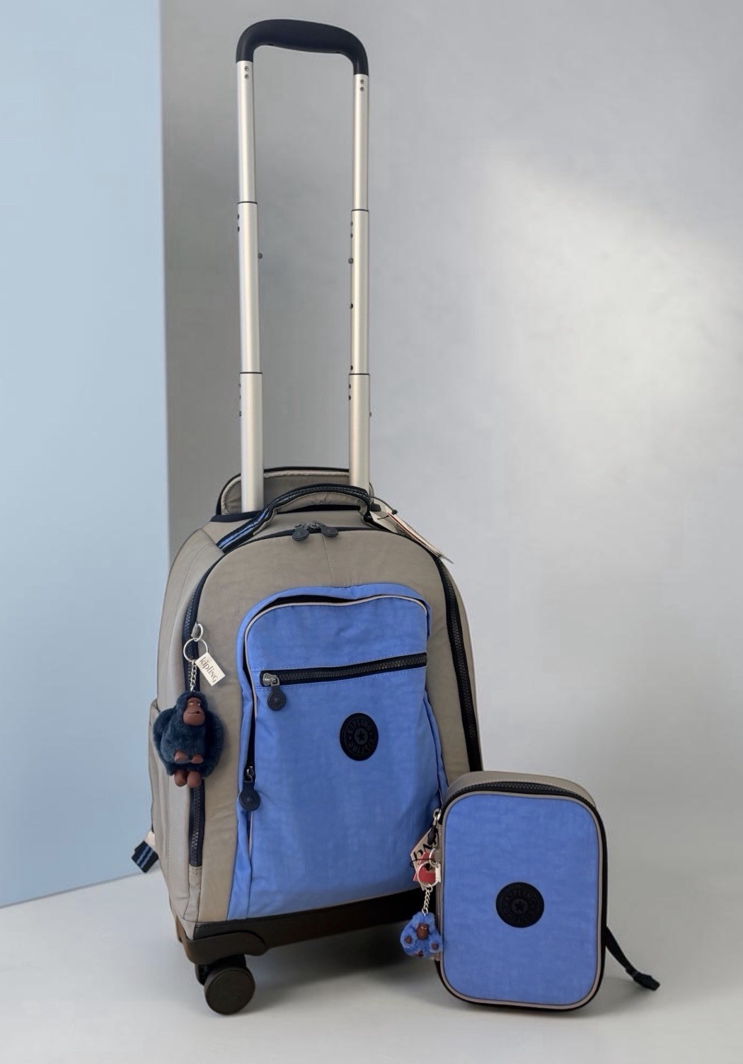 Kipling New Zea 15″ Laptop Rolling Backpack & 100 Pens Cosmetic Case Bright Sky