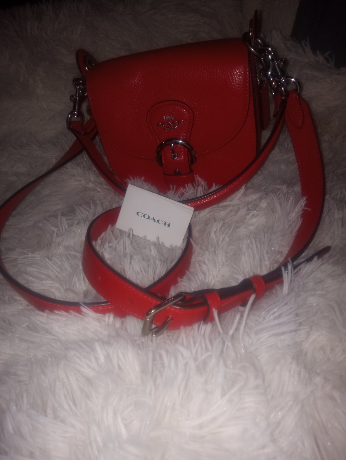NWT Coach Pebble Leather Kleo Shoulder or Crossbody Bag 17 C5685 Bright Poppy