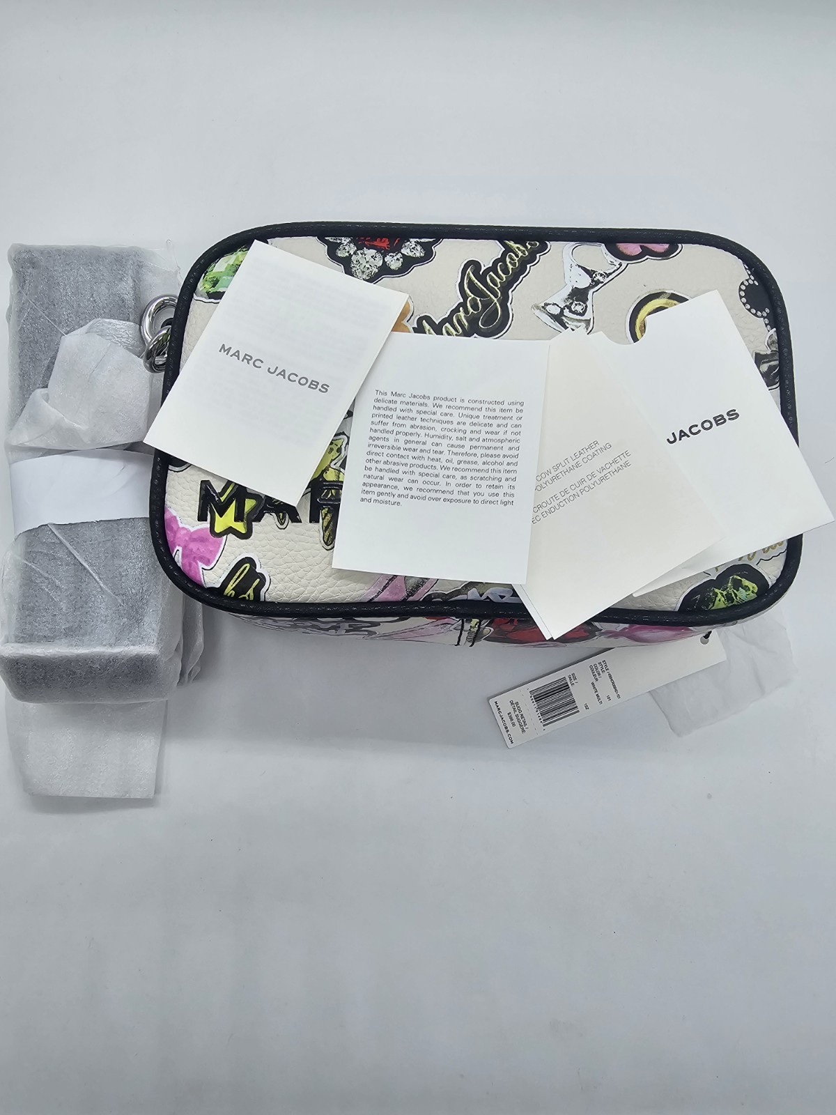 Marc Jacobs Leather Sticker Bold Flash Camera Bag White Limited New JL0275