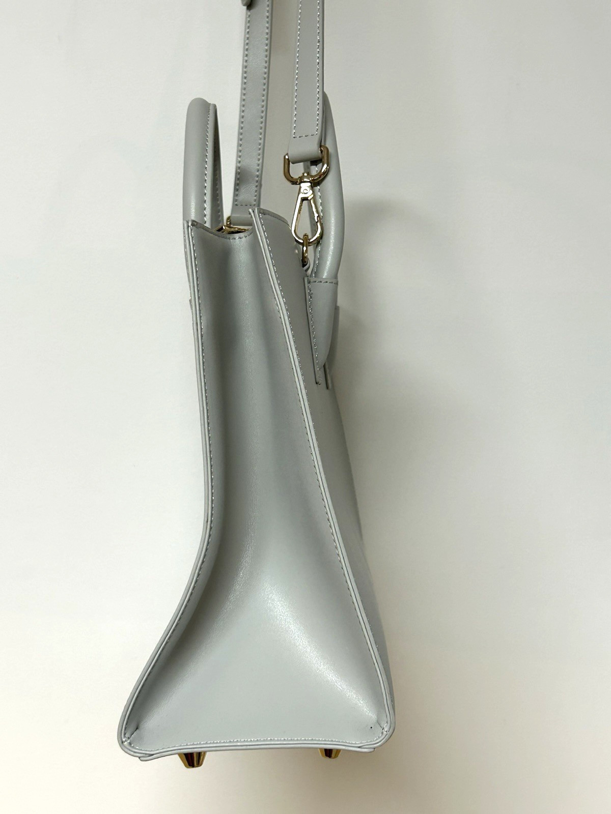 Onna Ehrlich Heidi Leather Briefcase Tote Bag Gray Sleek Quiet Luxury Minimalist
