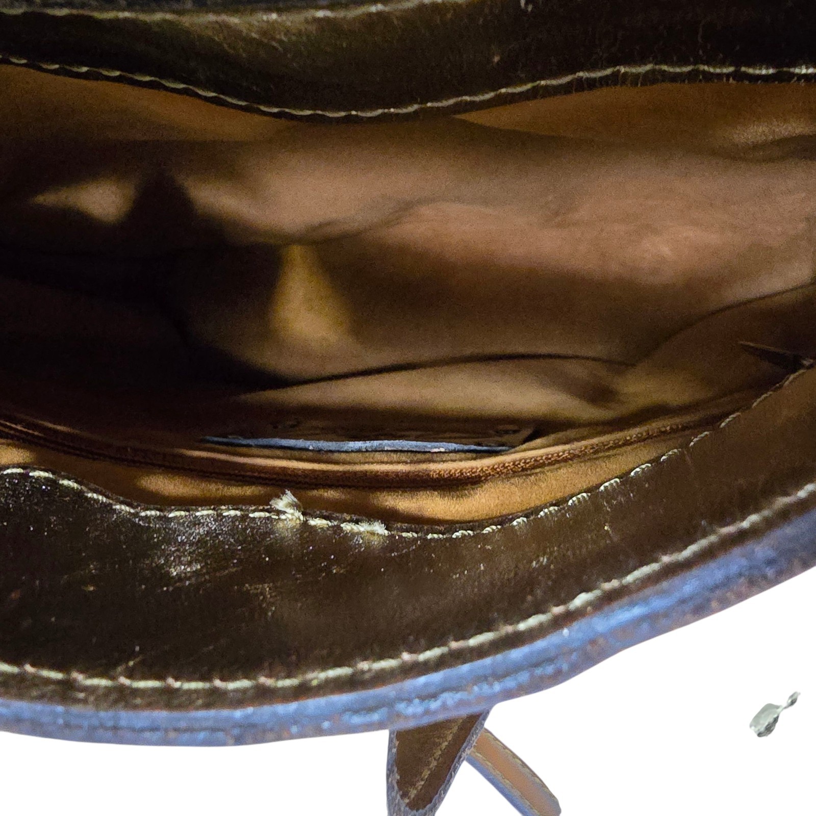 PATRICIA NASH Belted Leather Bucket Antique Gold Crossbody Purse