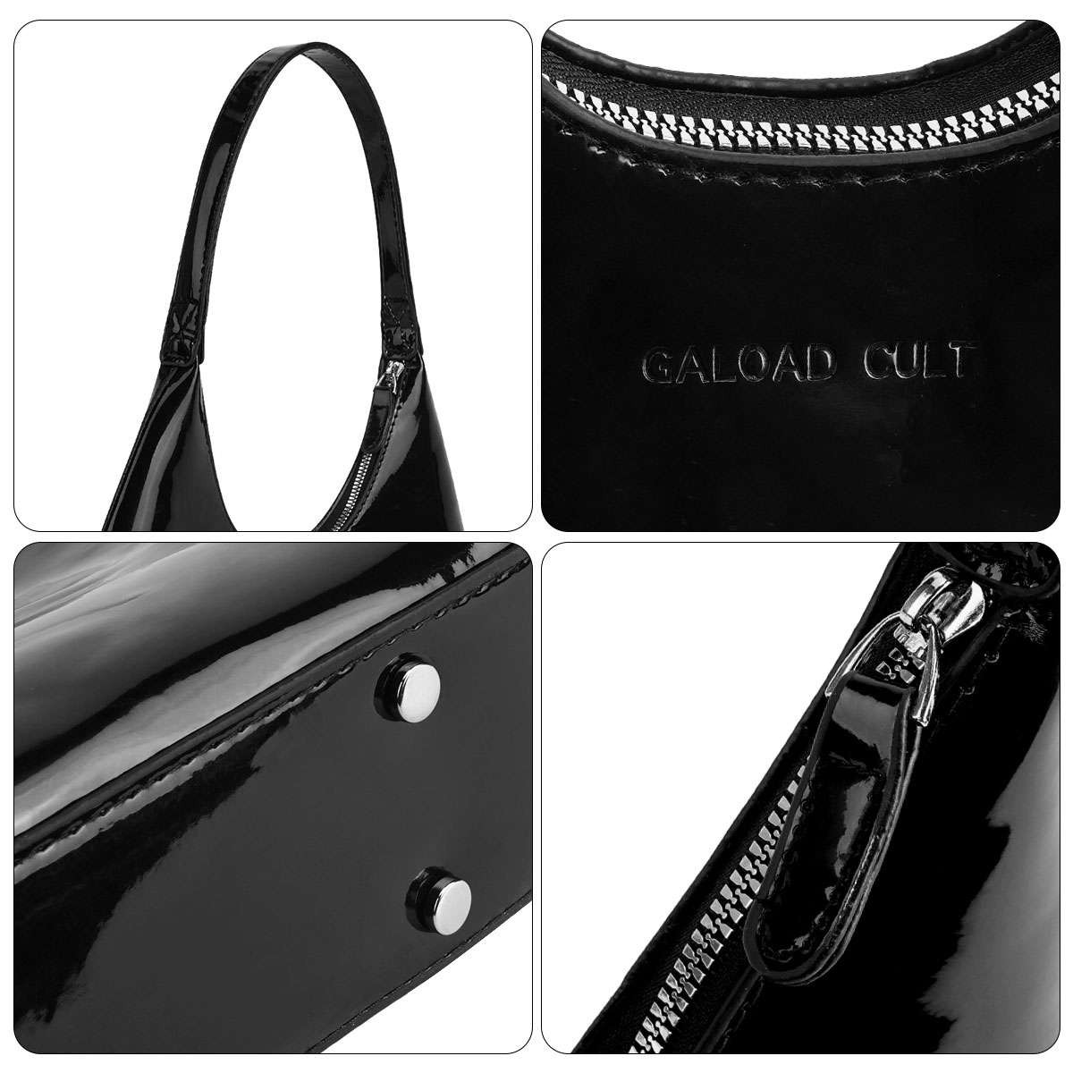 Vintage Patent Leather Underarm Bag Minimalist Women Shoulder Handbag Trendy Bag