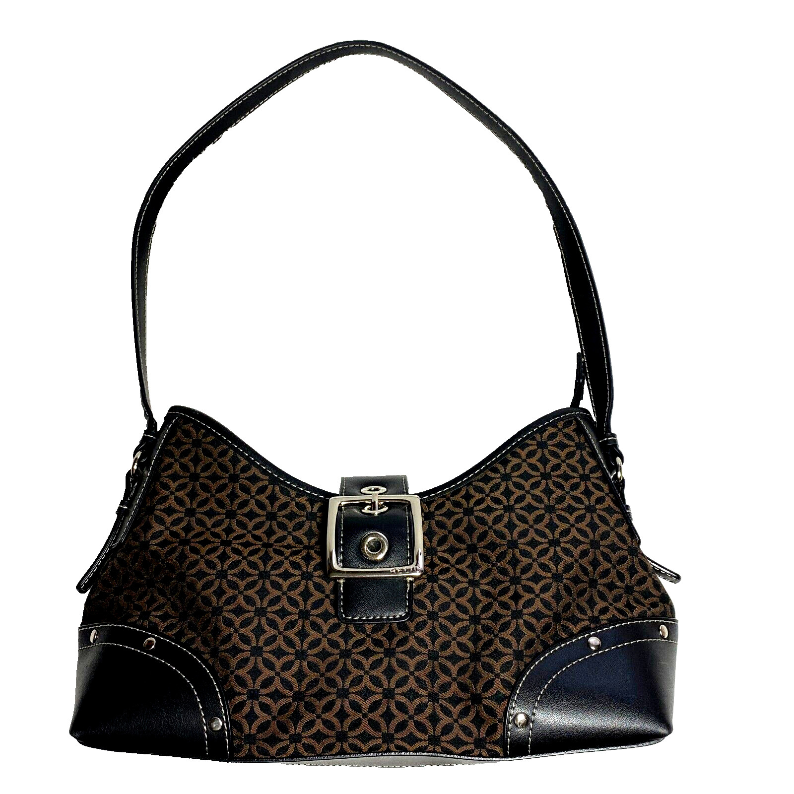 Relic Shoulder Bag Your Style Found Black/Brown Purse Zip Silver Tone Buckle