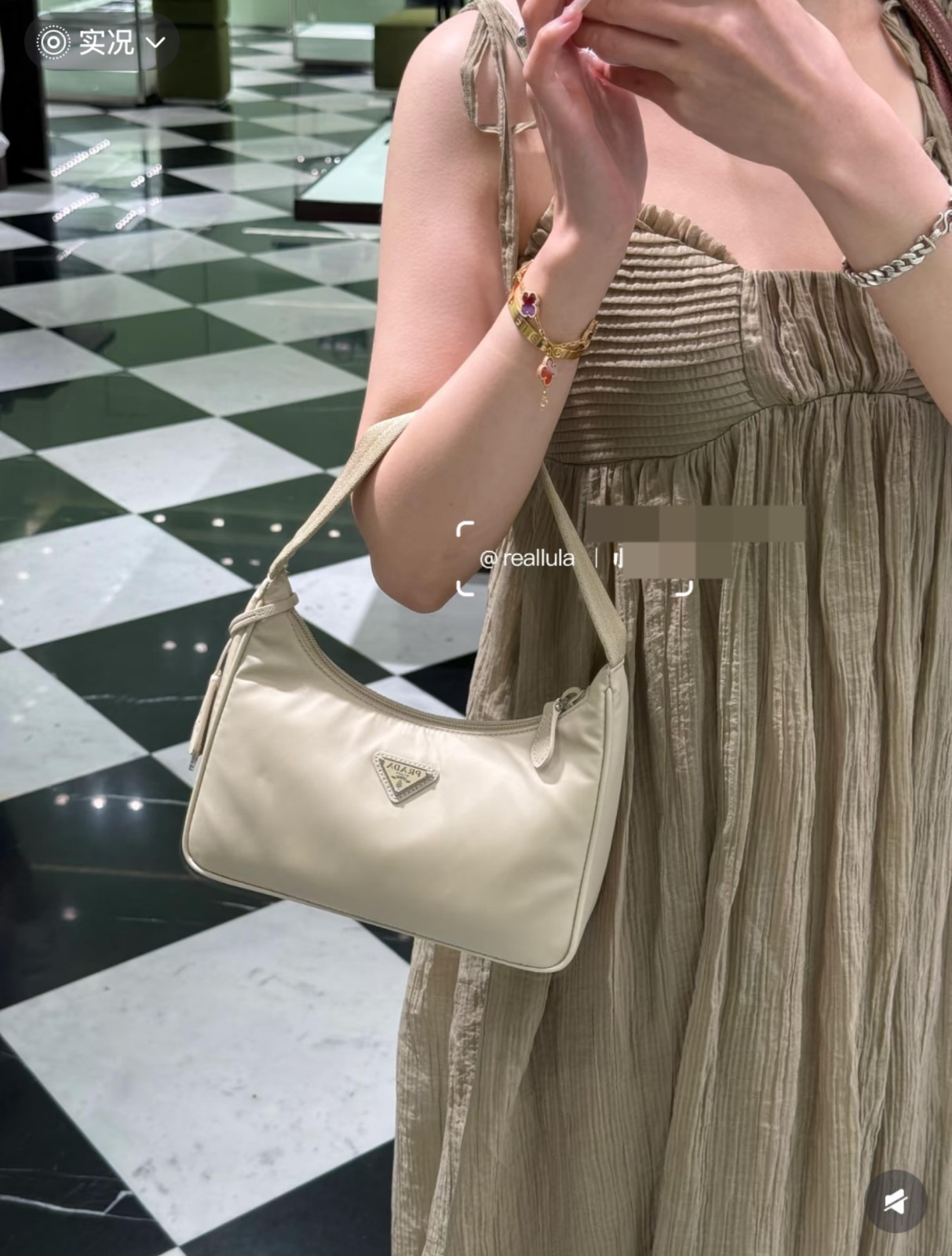 Prada Mini Camel Nylon Shoulder Bag （18.0×6.5×22）cm