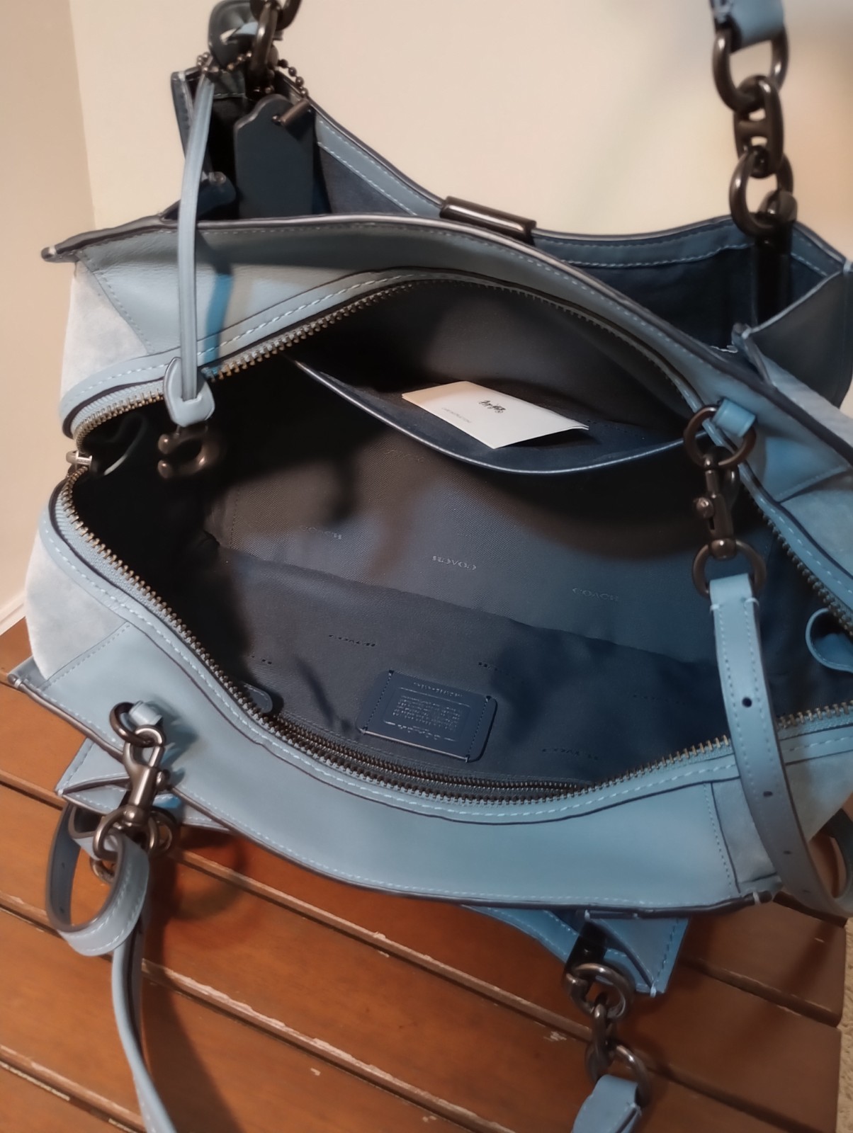 Coach Mixed suede /calf Leather Dreamer 36 top handle/satchel in Slate