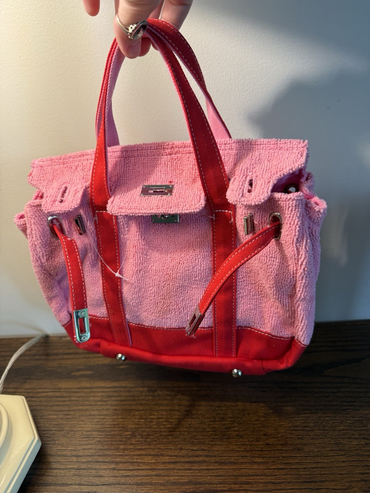 NEW SUNWIN Madaket Terry Cloth Tote Bag Bubblegum Pink Red LARGE & SMALL Boatkin