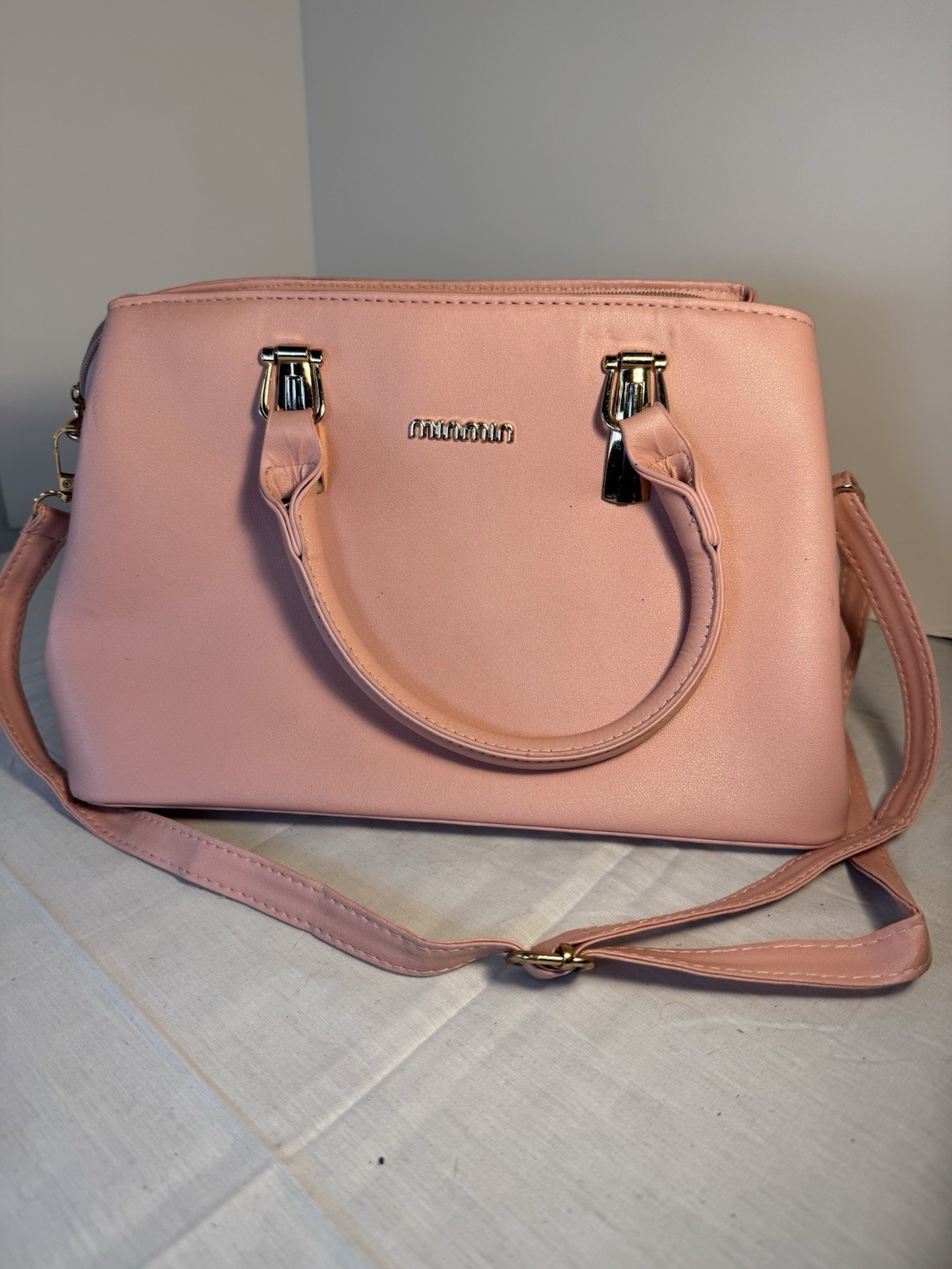 Min Min Pink Faux Leather Shoulder body Satchel Bag Purse