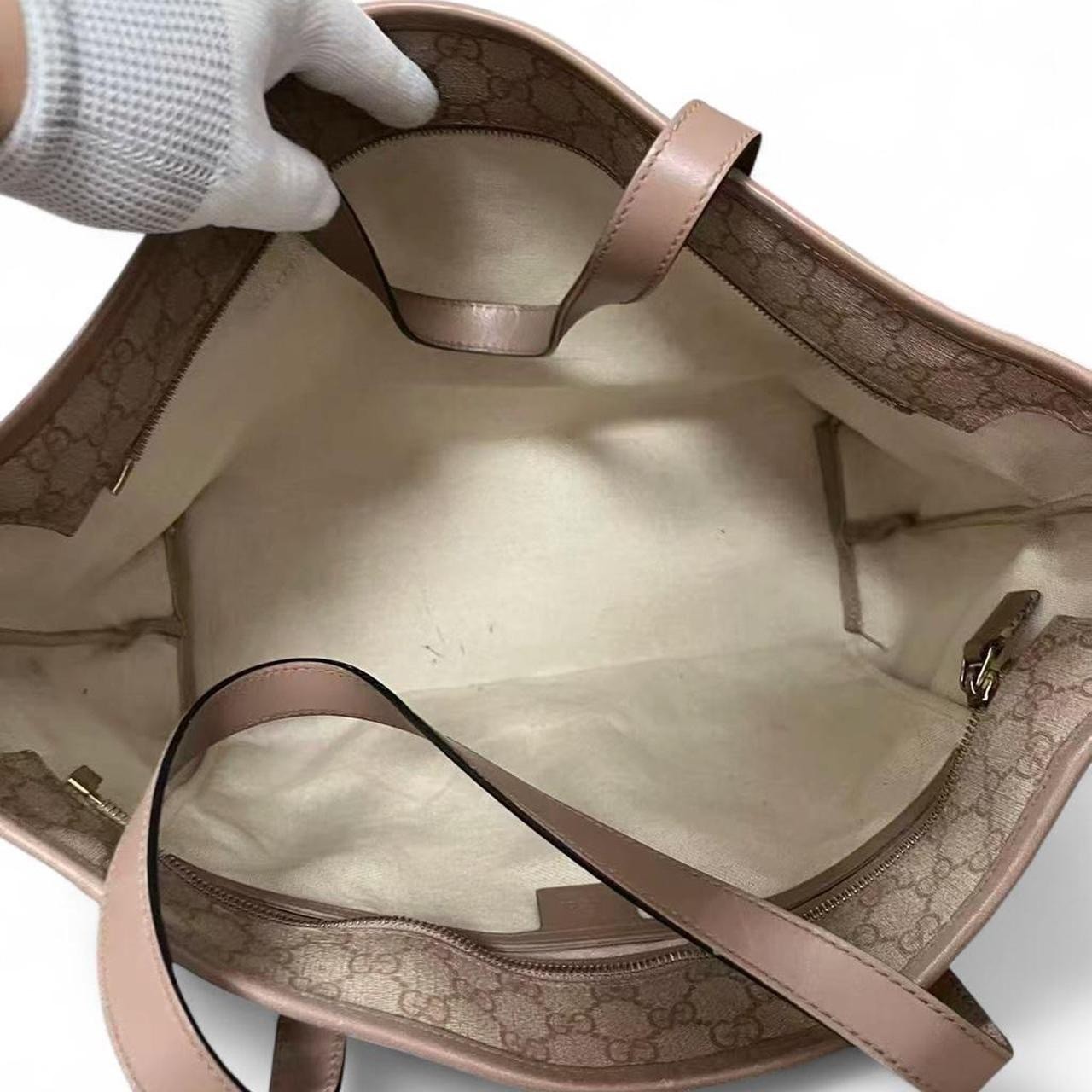 Authentic Gucci Vintage GG Canvas Shoulder Crossbody Saddle Bag Pink Leather