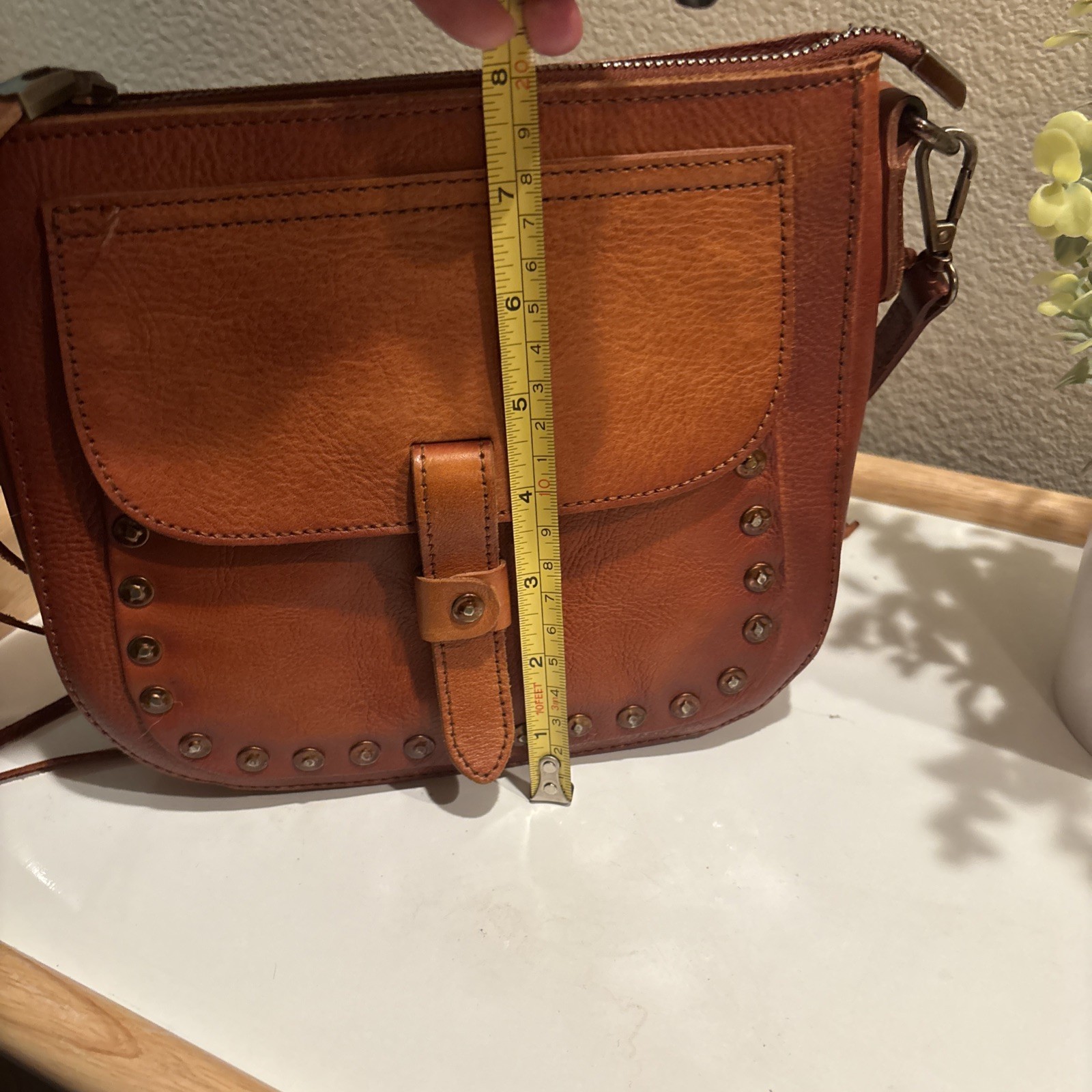Montana West Concealed Carry Studs Crossbody handbag- Brown