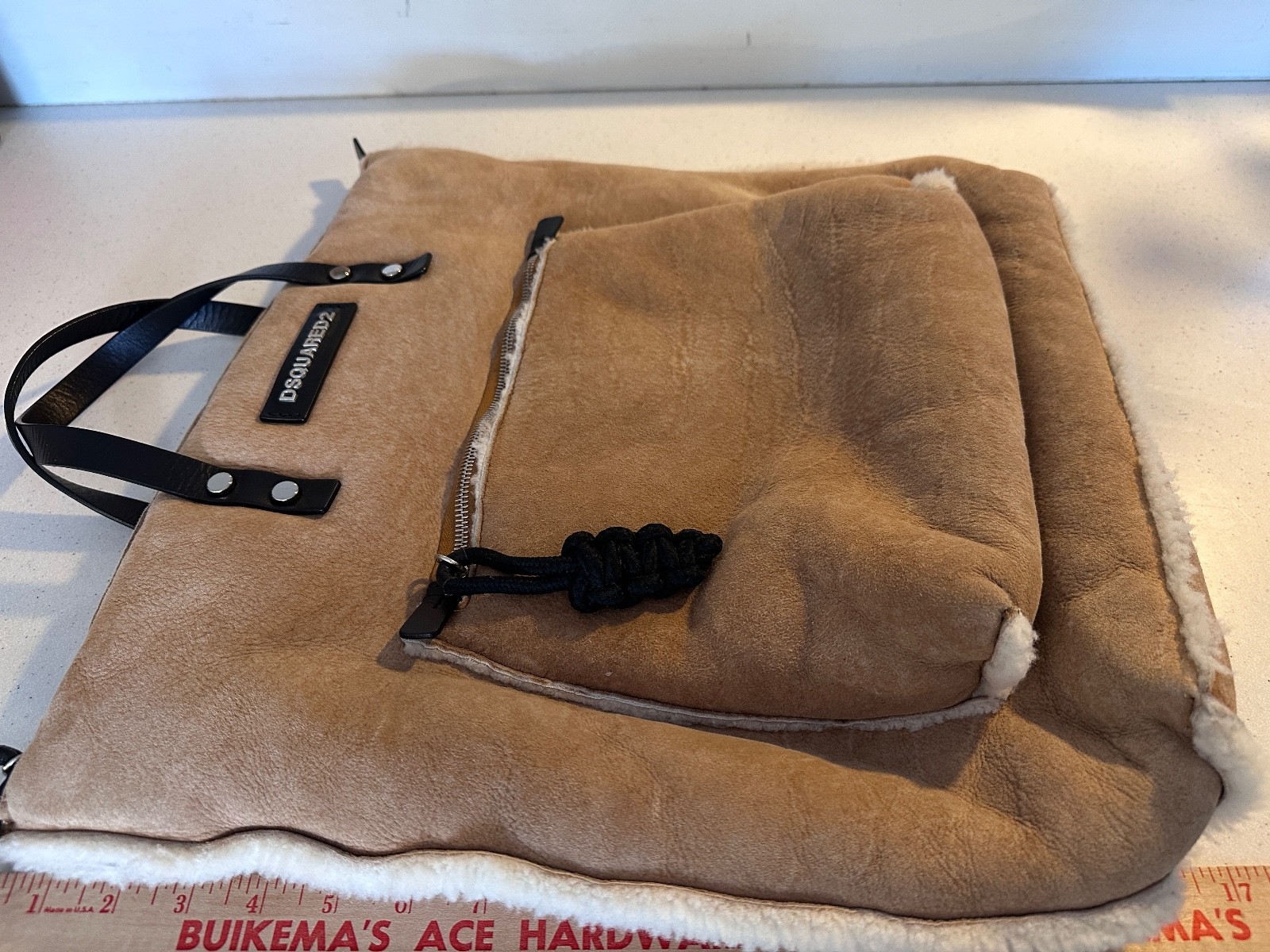 DSQUARED2 SHEEPSKIN SUEDE & SHEARLING HANDBAG PURSE TOTE Large & Supersoft NWOT