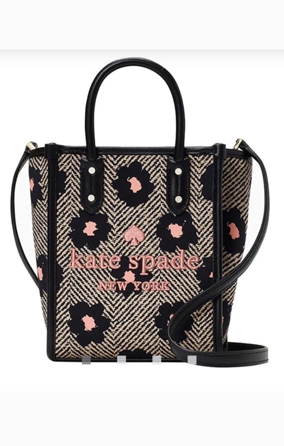 NWT Kate Spade K8207 Ella Herringbone Mini Tote Crossbody Bag