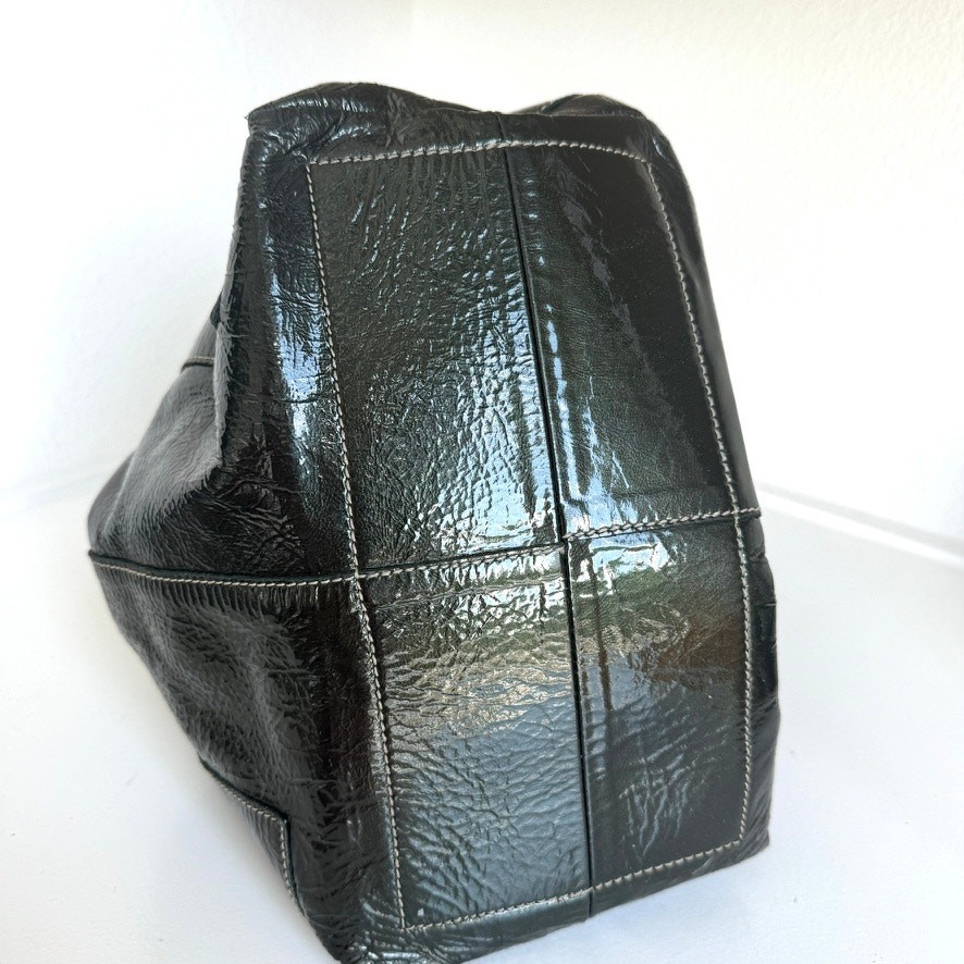 Peter Kent Hobo Shoulder Bag Black Crinkle Leather Argentina Minimalist