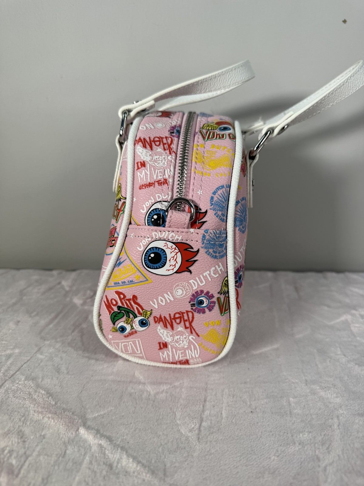 Von Dutch pink graphic print mini shoulder bag
