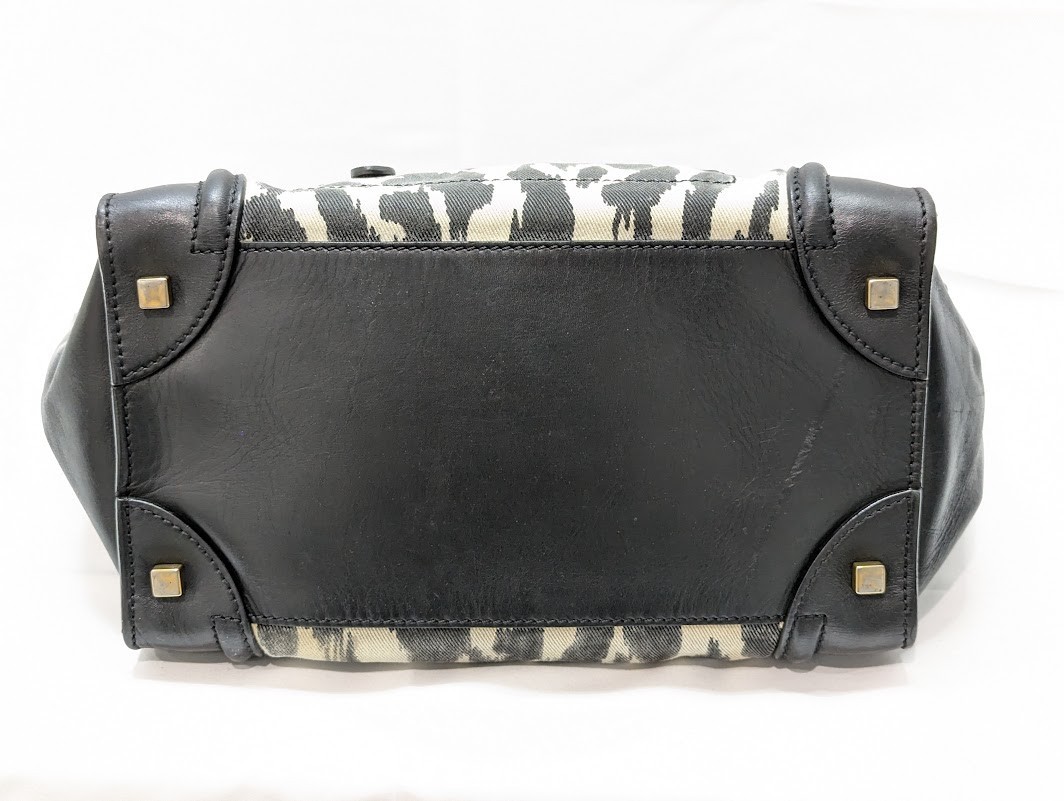 CELINE Luggage Mini Shopper Leather Tote Hand Bag Zebra Black Women’s Auth RARE