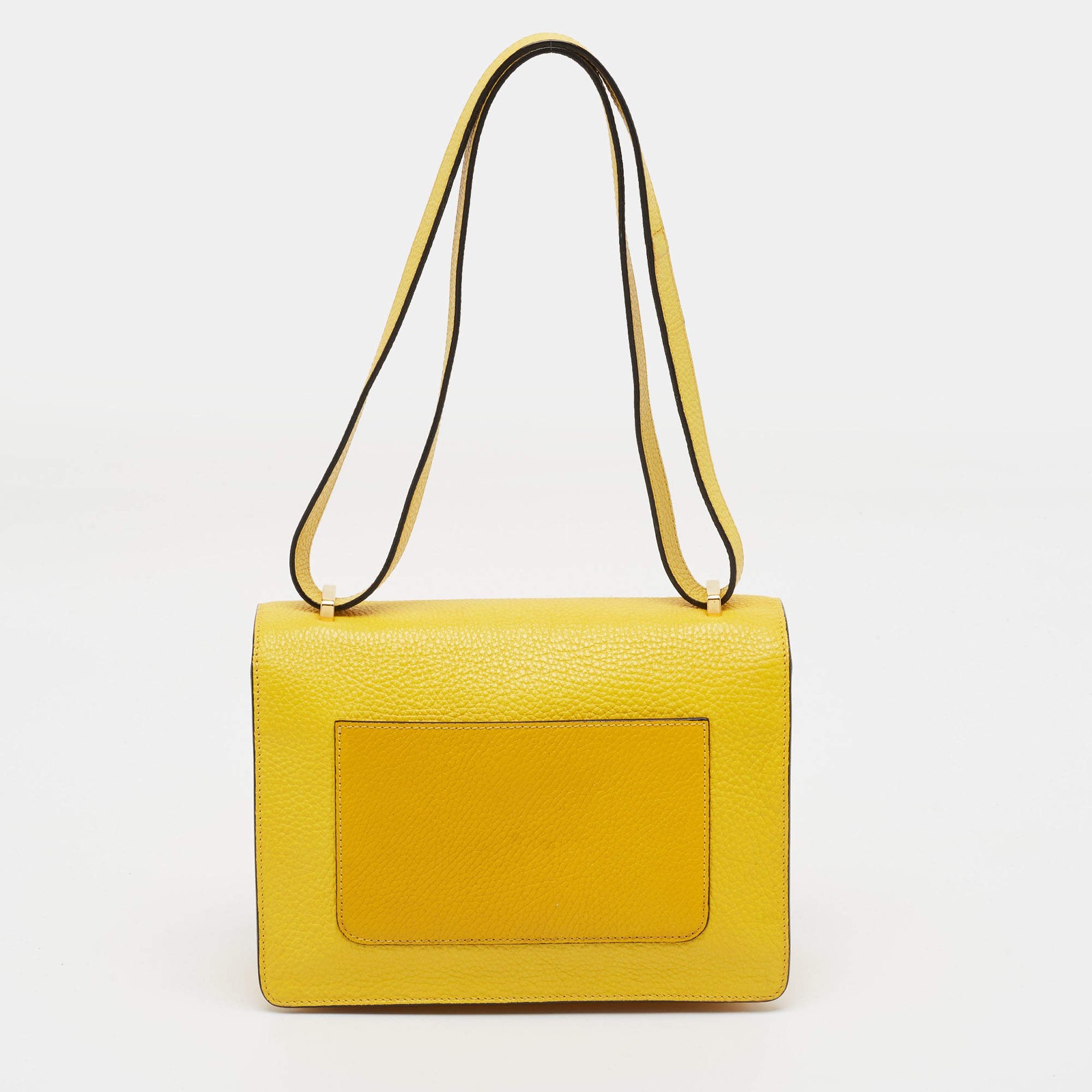 Moschino Classic Logo Flap Yellow Leather Shoulder Bag