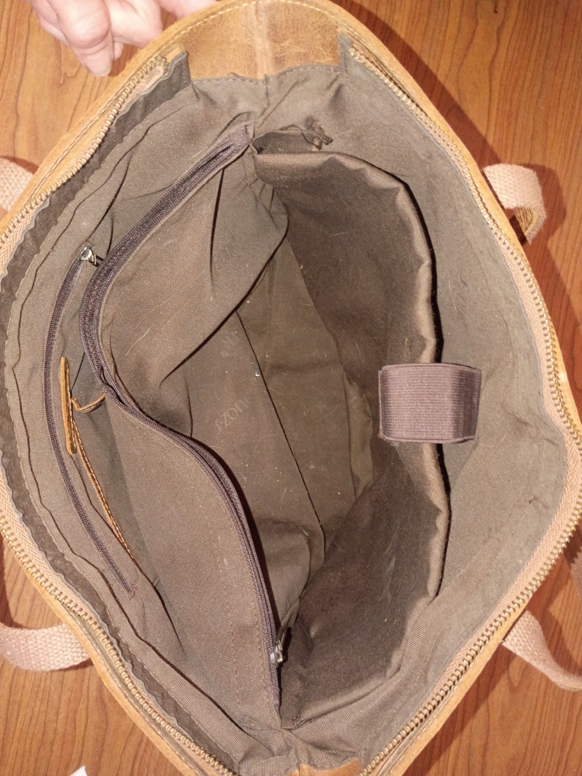 Genuine Leather S Zone Tote Purse, Bag with Zipper Closure Burnt Sienna