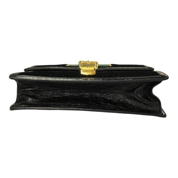 GUCCI Sylvi Shoulder Bag Women’s Velour GG Pattern Gold Chain Black 524405 Used